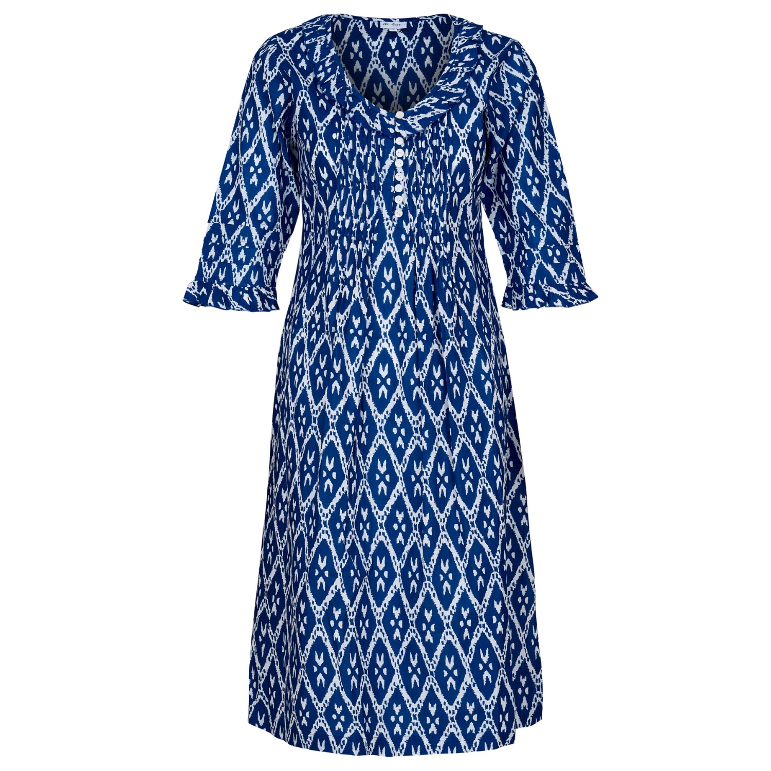 Women’s Cotton Karen 3/4 Sleeve Day Dress In Blue Diamond Extra Small At Last...