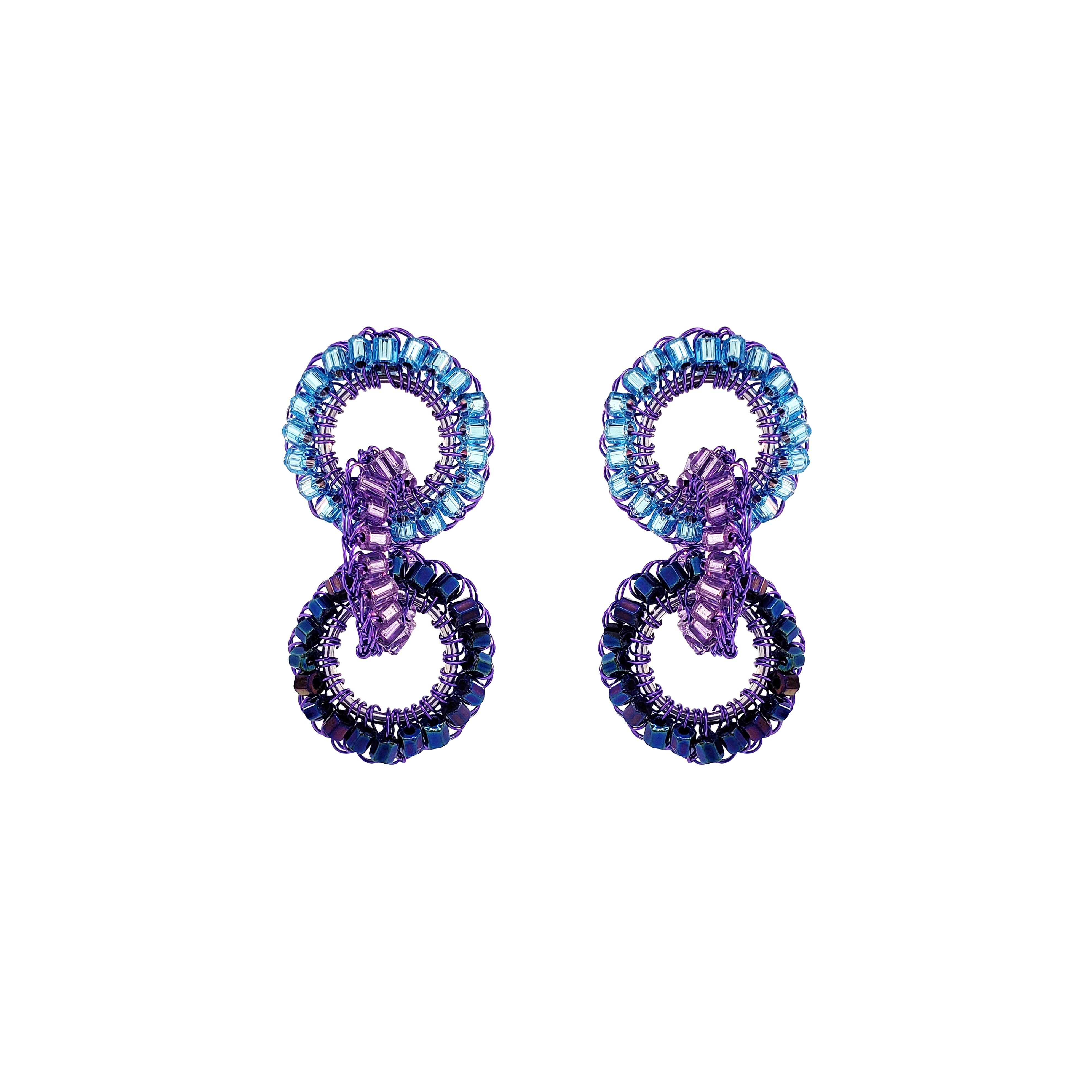 Lavish By Tricia Milaneze Women's Blue / Pink / Purple Neon Purple Mix Lola Handmade Crochet Earrings
