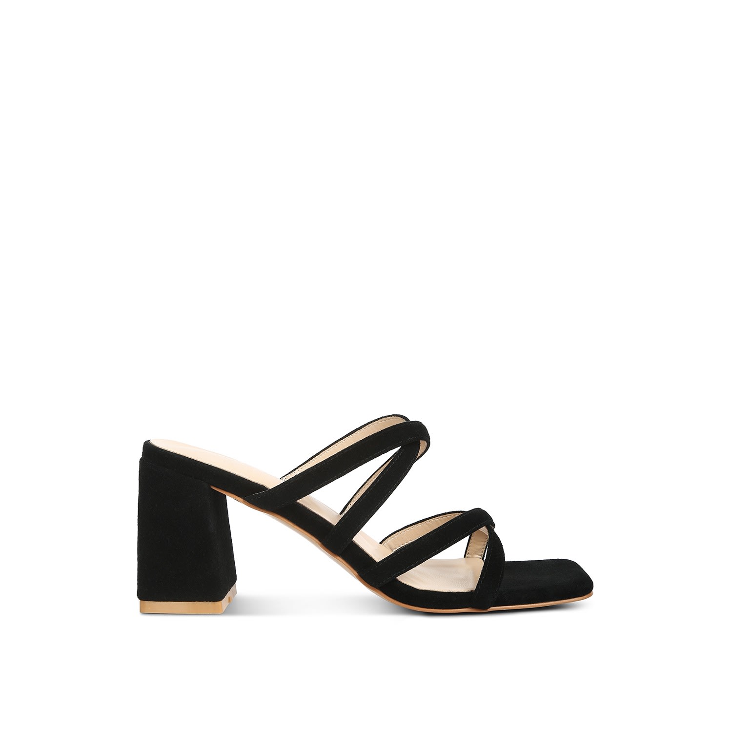 Rag & Co Valentina Strappy Casual Block Heel Sandals In Black In Black