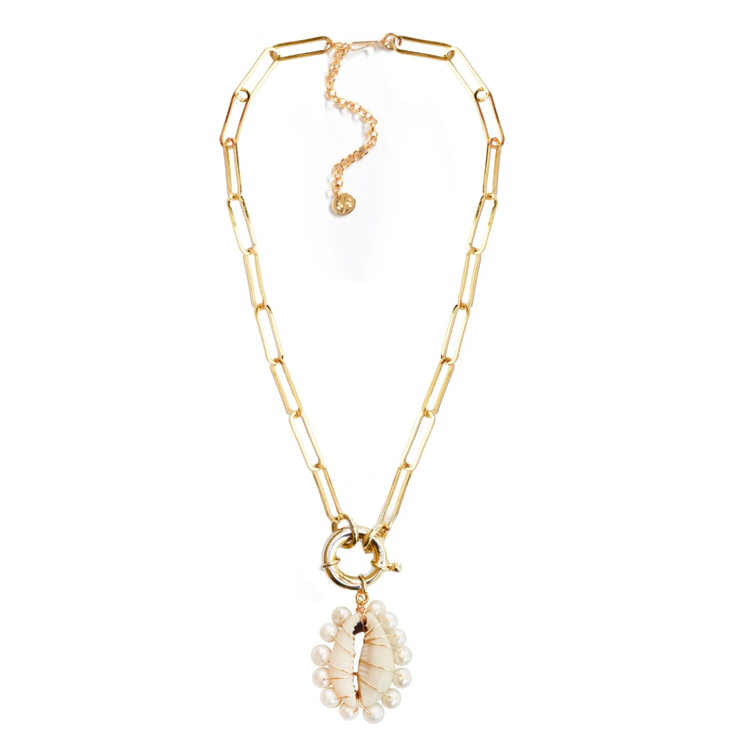 Adriana Pappas Designs Women's White Seashore Necklace - Gold Plated In White