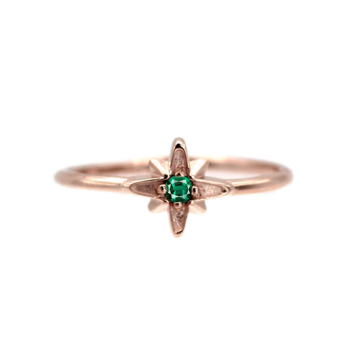 Vicstonenyc Fine Jewelry Women's Rose Gold North Star Emerald Ring In Gold