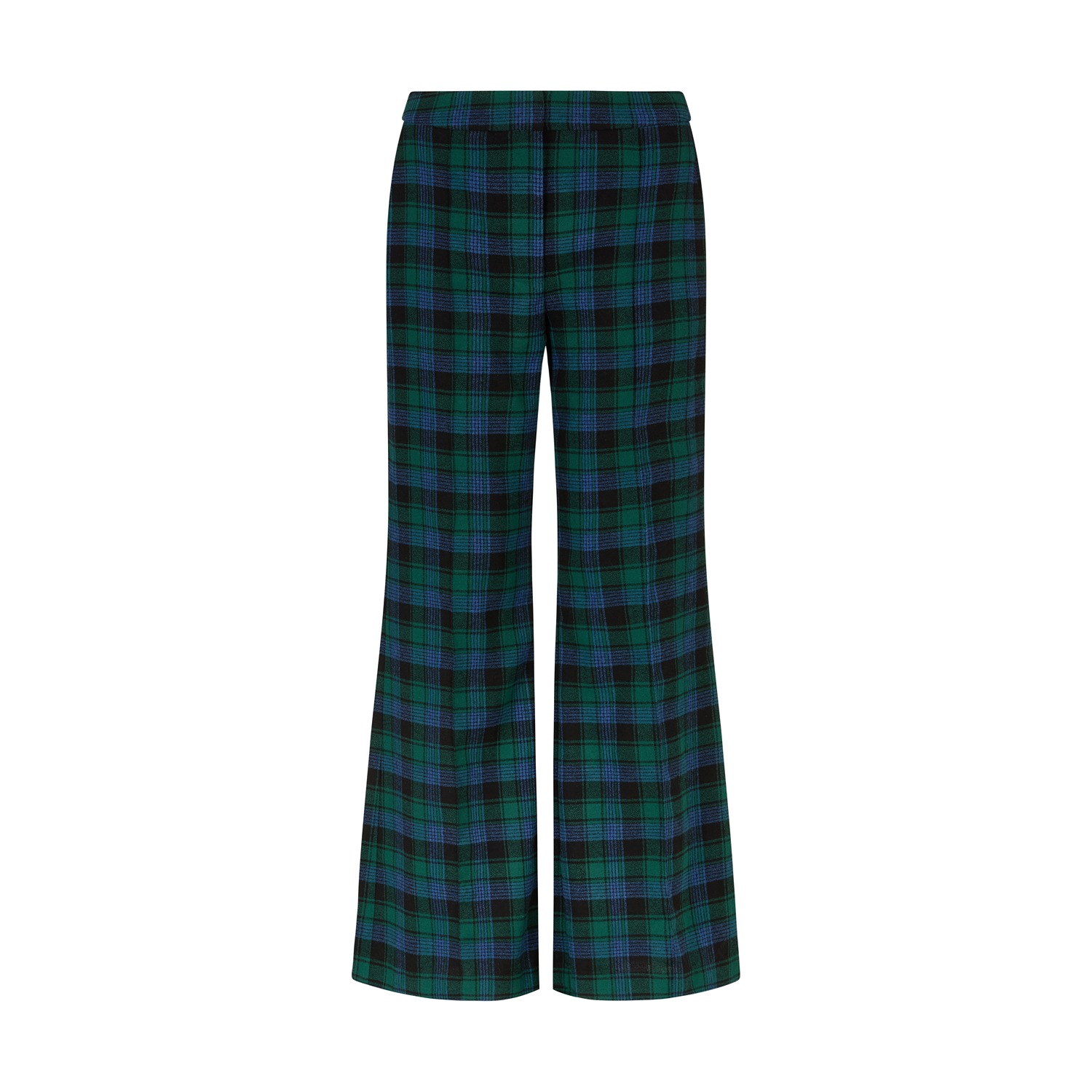 Lily And Lionel Women's Green / Blue Zena Flared Prince Of Wales Check Print Trouser In Blue In Multi