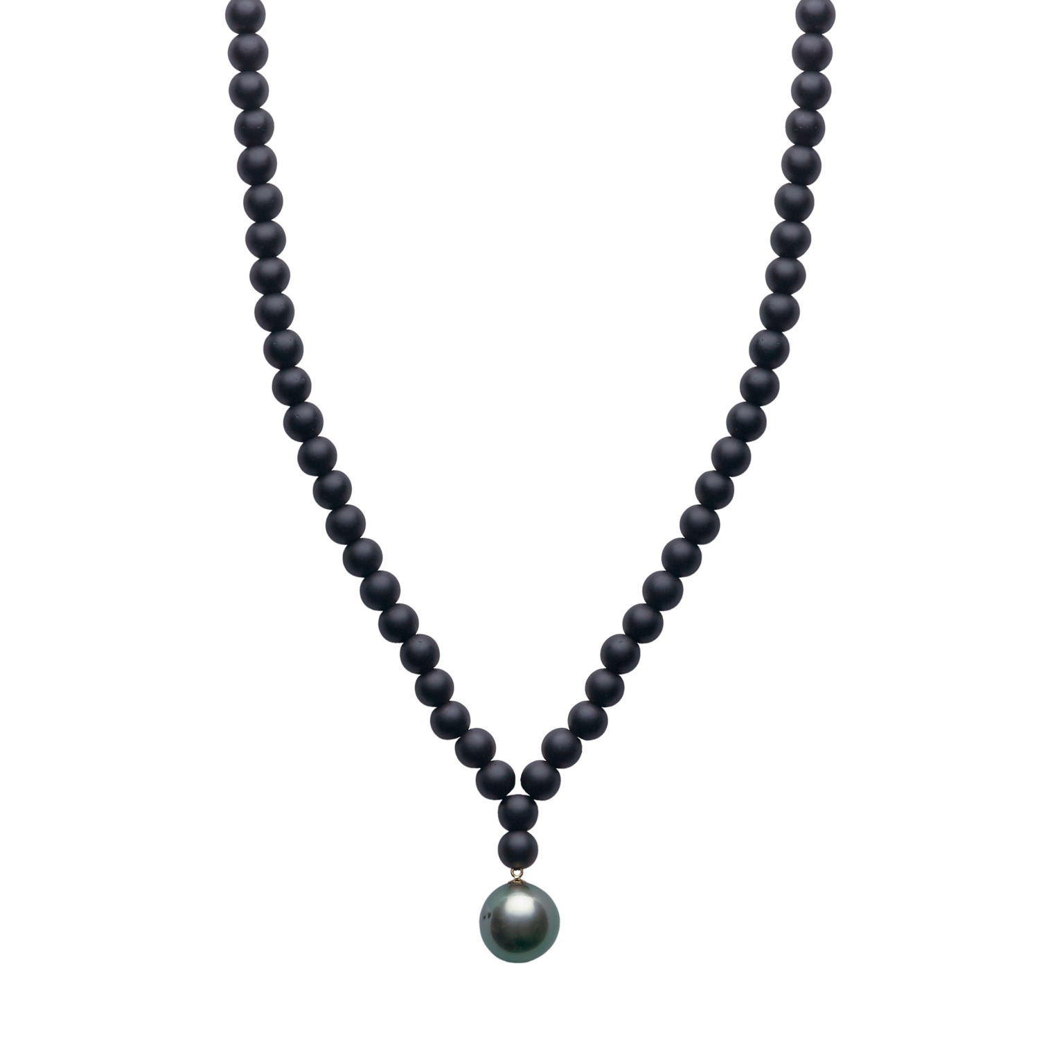 ARO Men s Large Tahitian Pearl Onyx Necklace by ORA Pearls