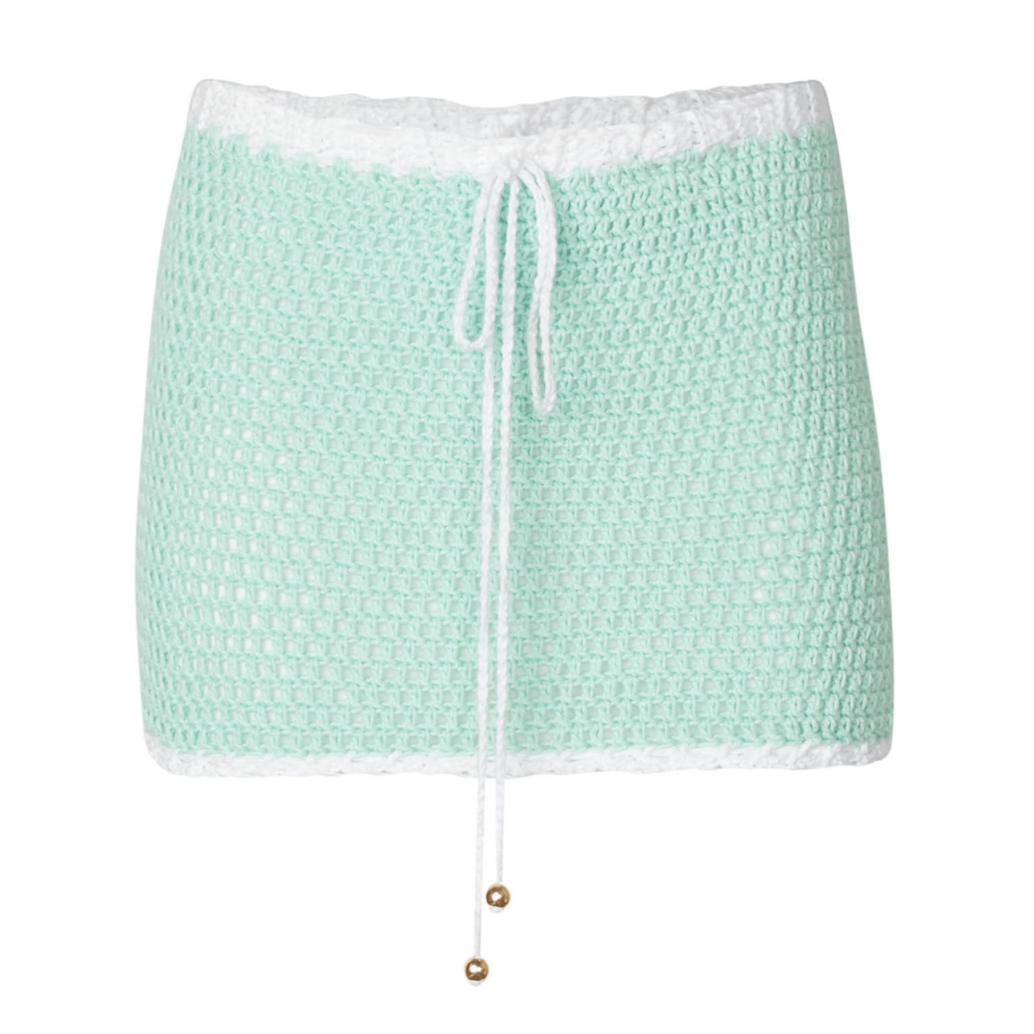 Women’s Kaia Pastel Green Crochet Mini Skirt Medium Soah