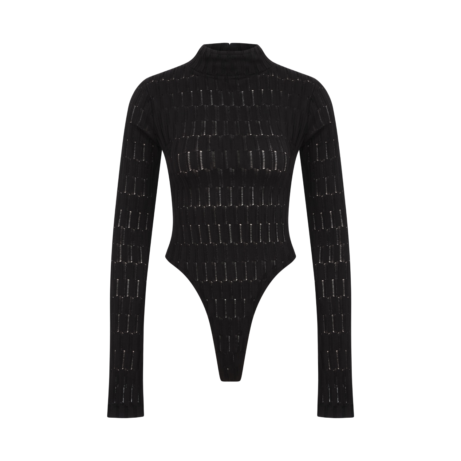 Zan Studio Women's Black Fitted Knit Bodysuit With Long Sleeves In Black