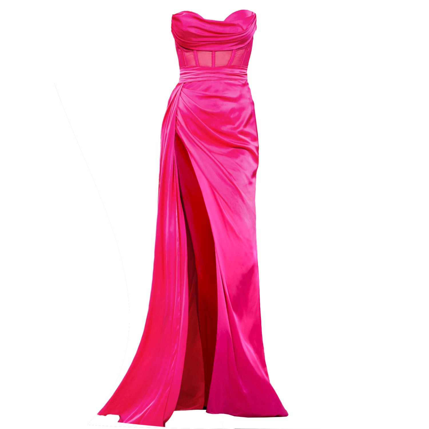 Sexy Pink Sequin Prom Gown Sheer Illusion Corset High Slit Mermaid,OLP1954