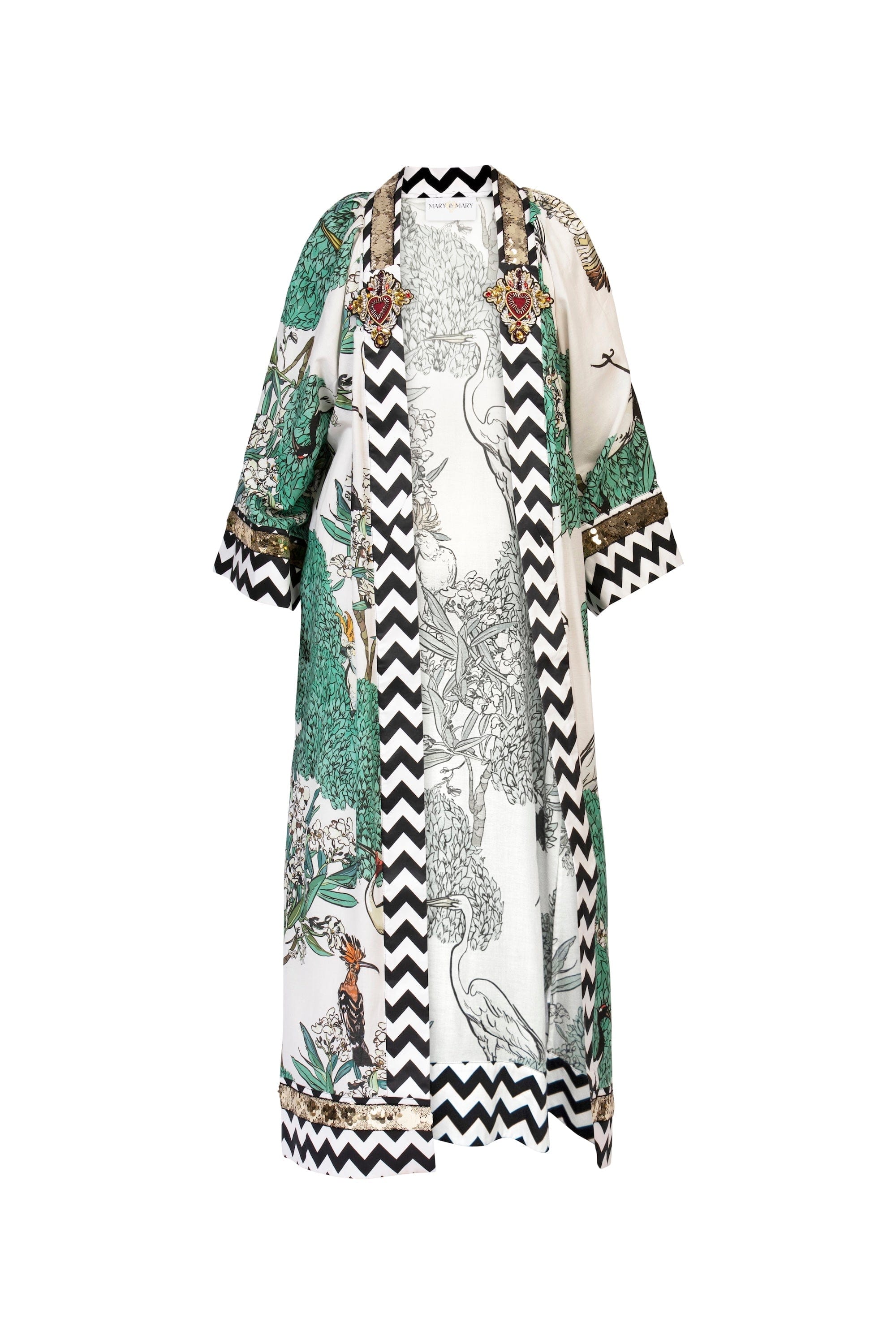 Mary&mary Women's Green Heartbeat Oleander Kimono