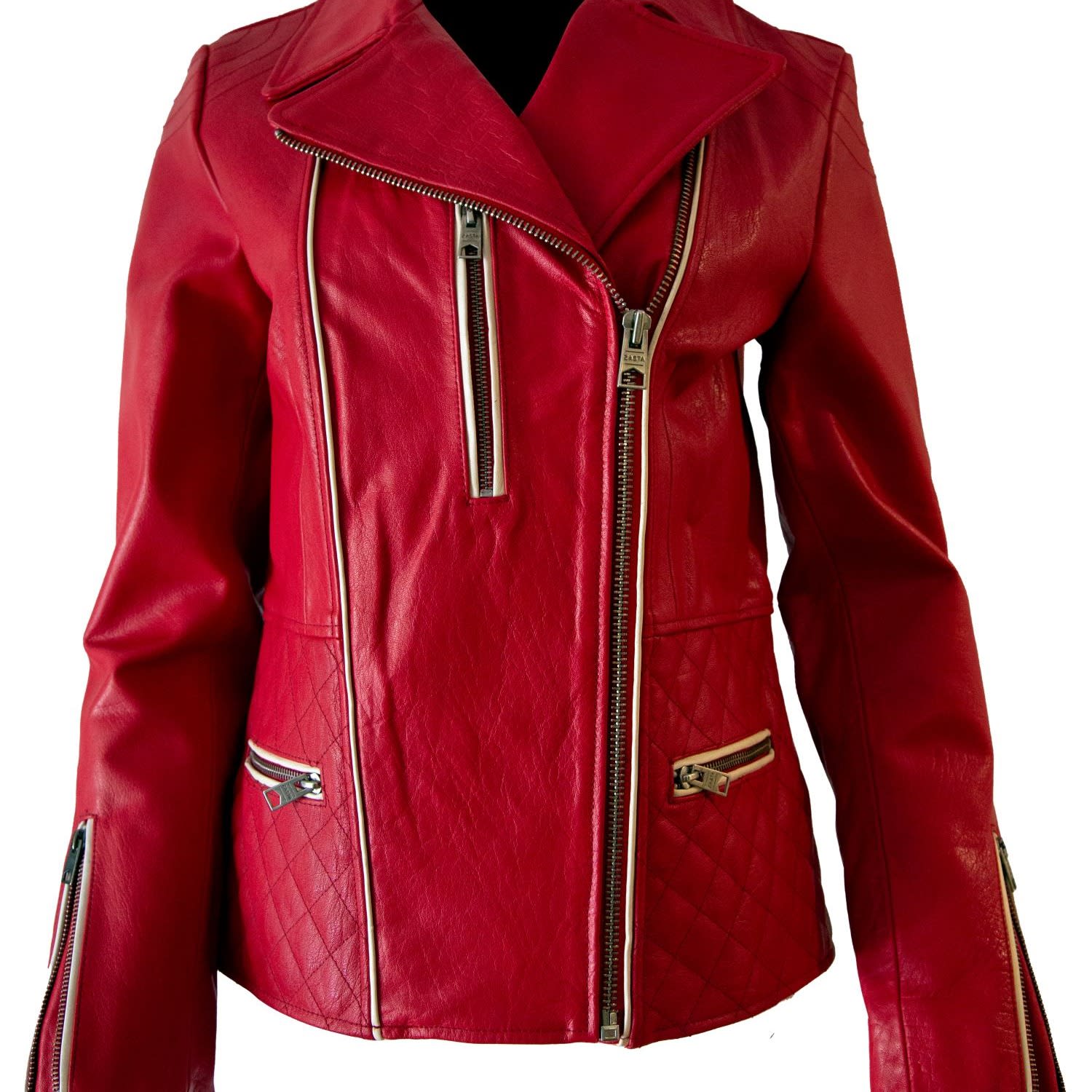 Zasta Studio Outlaw Biker Men Motto Red Leather Jacket