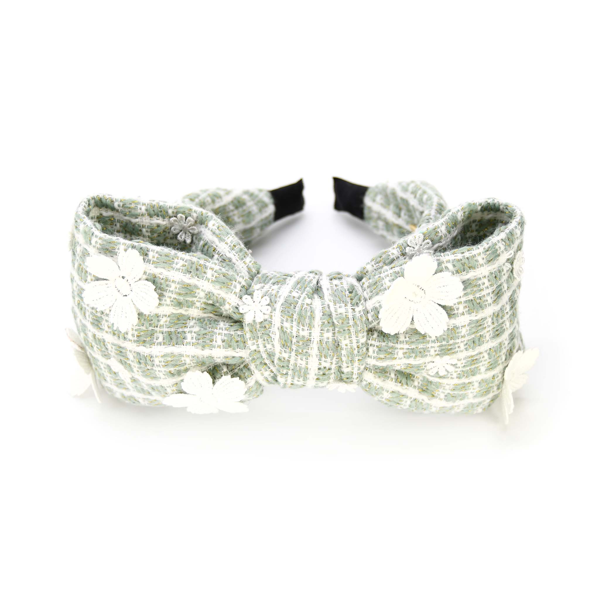 Women's Green / White Clarabelle Handmade Headband | Adiba