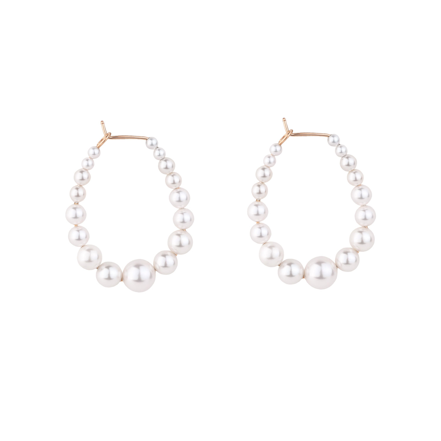 Women’s Gold / White Gold & White Pearls Oval Earrings Oanasavu. creations