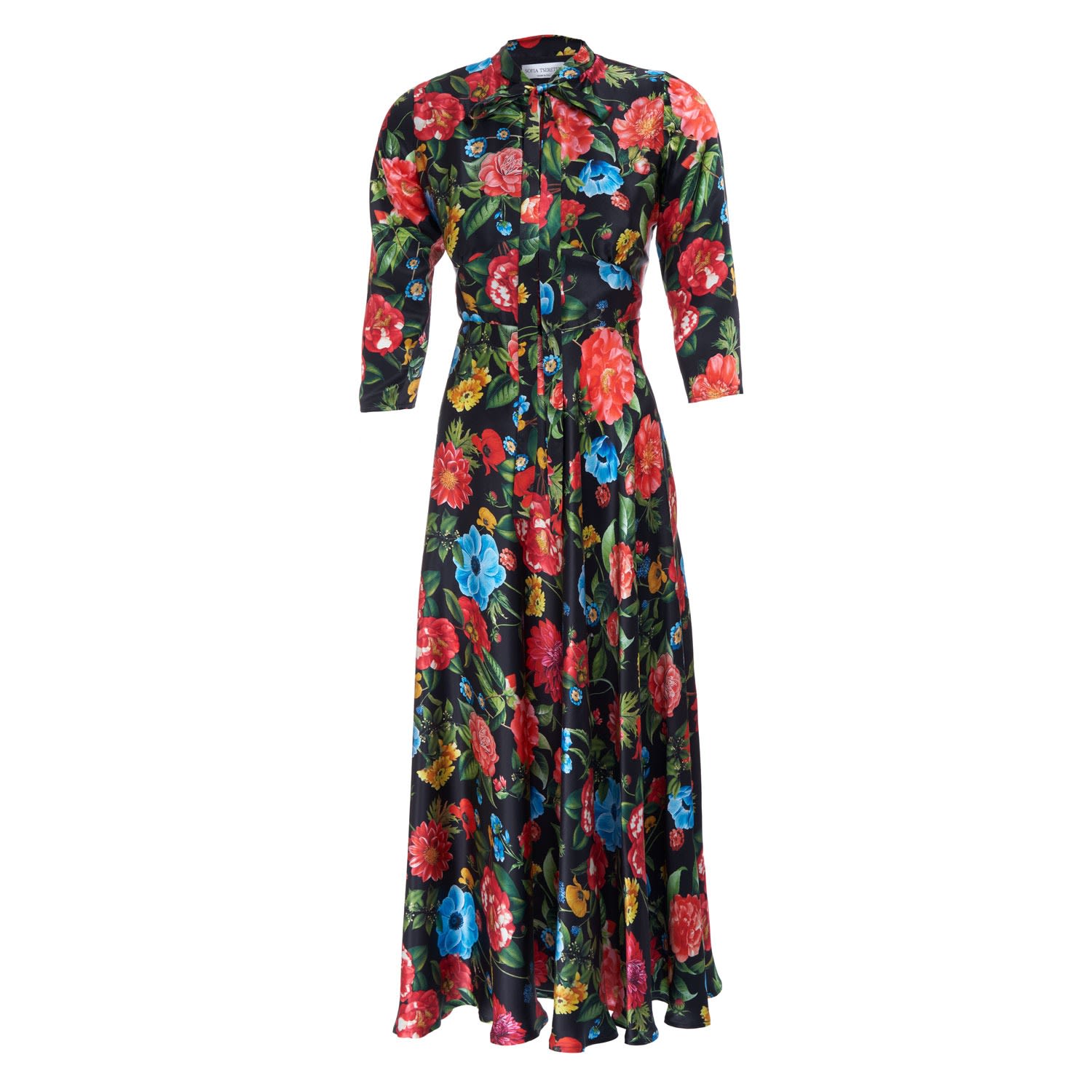 Sofia Tsereteli Multi Floral Silk Dress