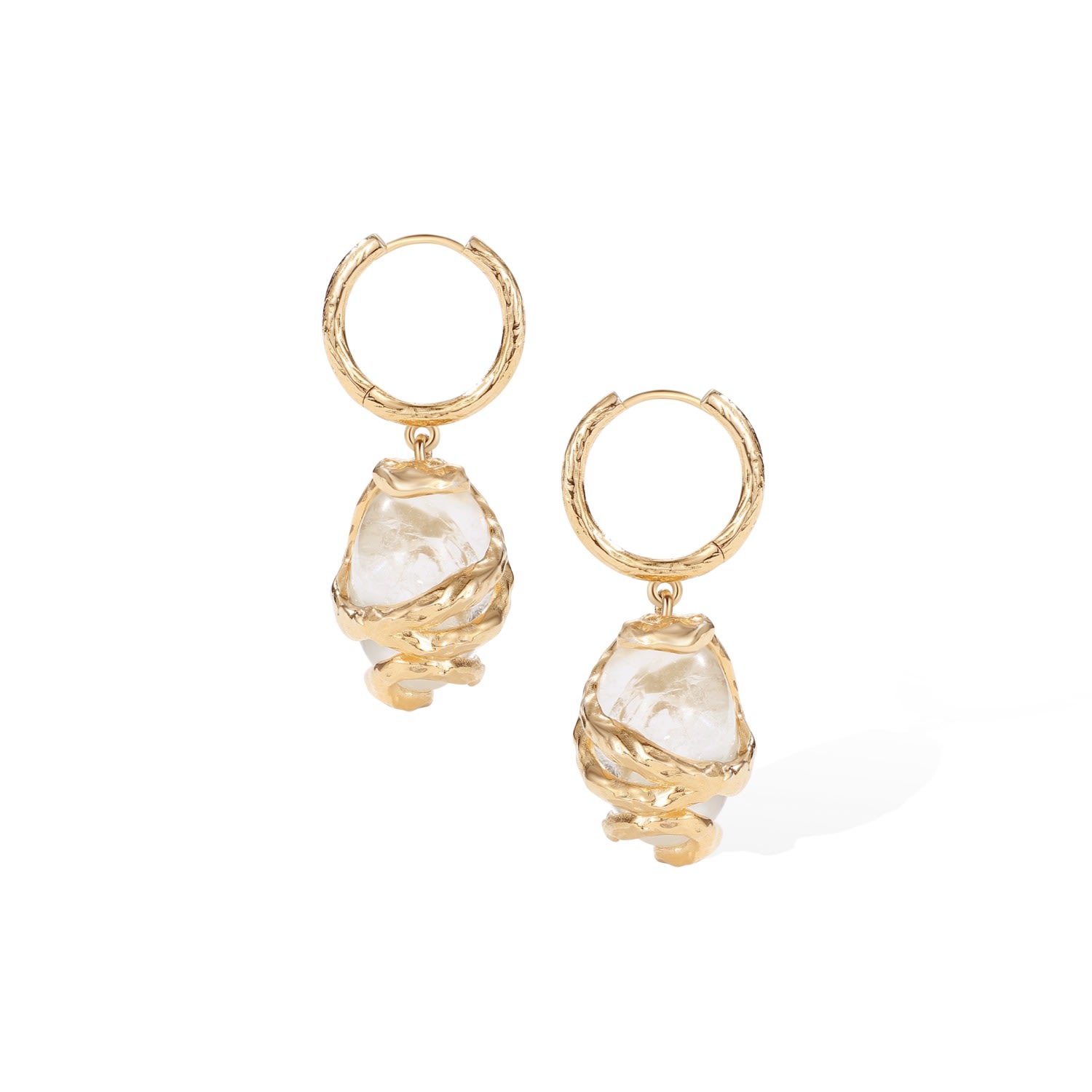 Retro Chic Women's Gold / White Whispers Earrings
