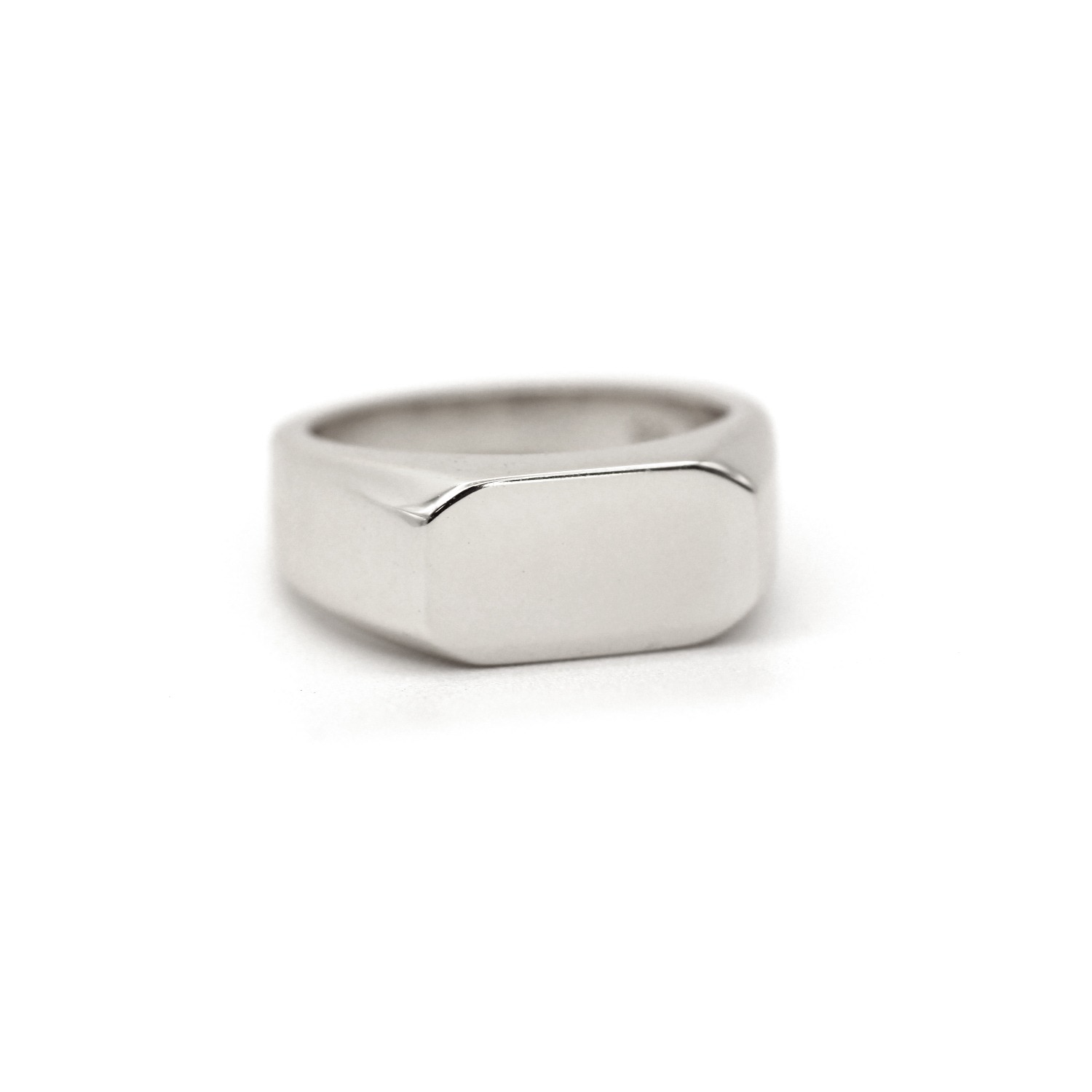 Vicstonenyc Fine Jewelry White Solid Gold Bold Signet Ring For Men