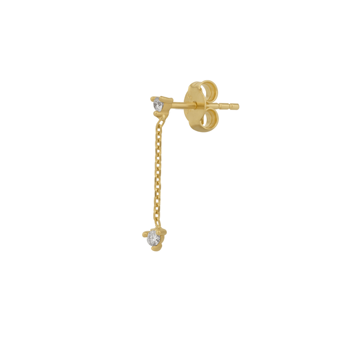 Spero London Women's Fine Double Diamond Drop Single Earring 14ct Solid Gold In Gold