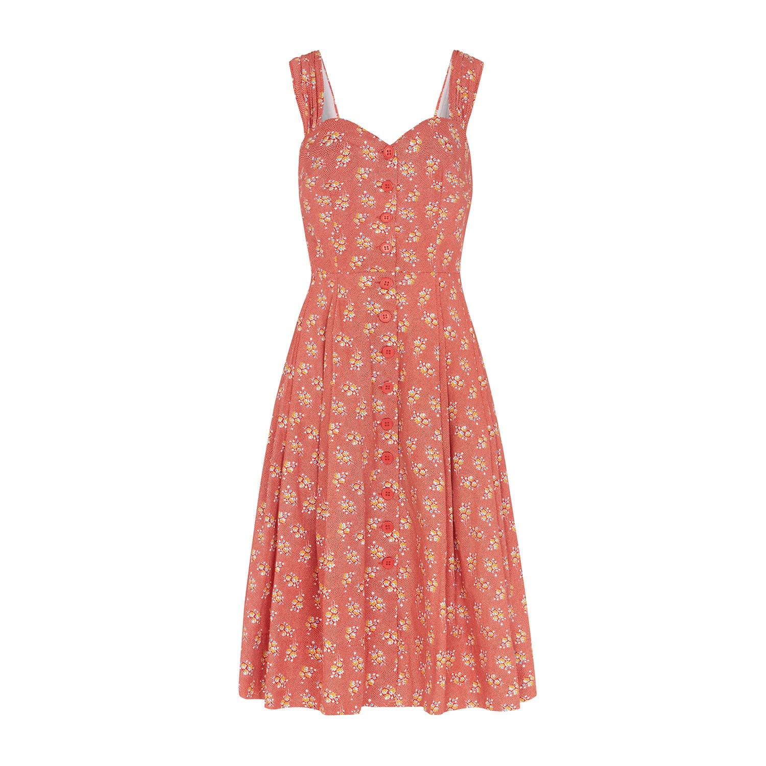 Emily And Fin Women's Yellow / Orange / Red Jenny Paprika Ditsy Floral Dress