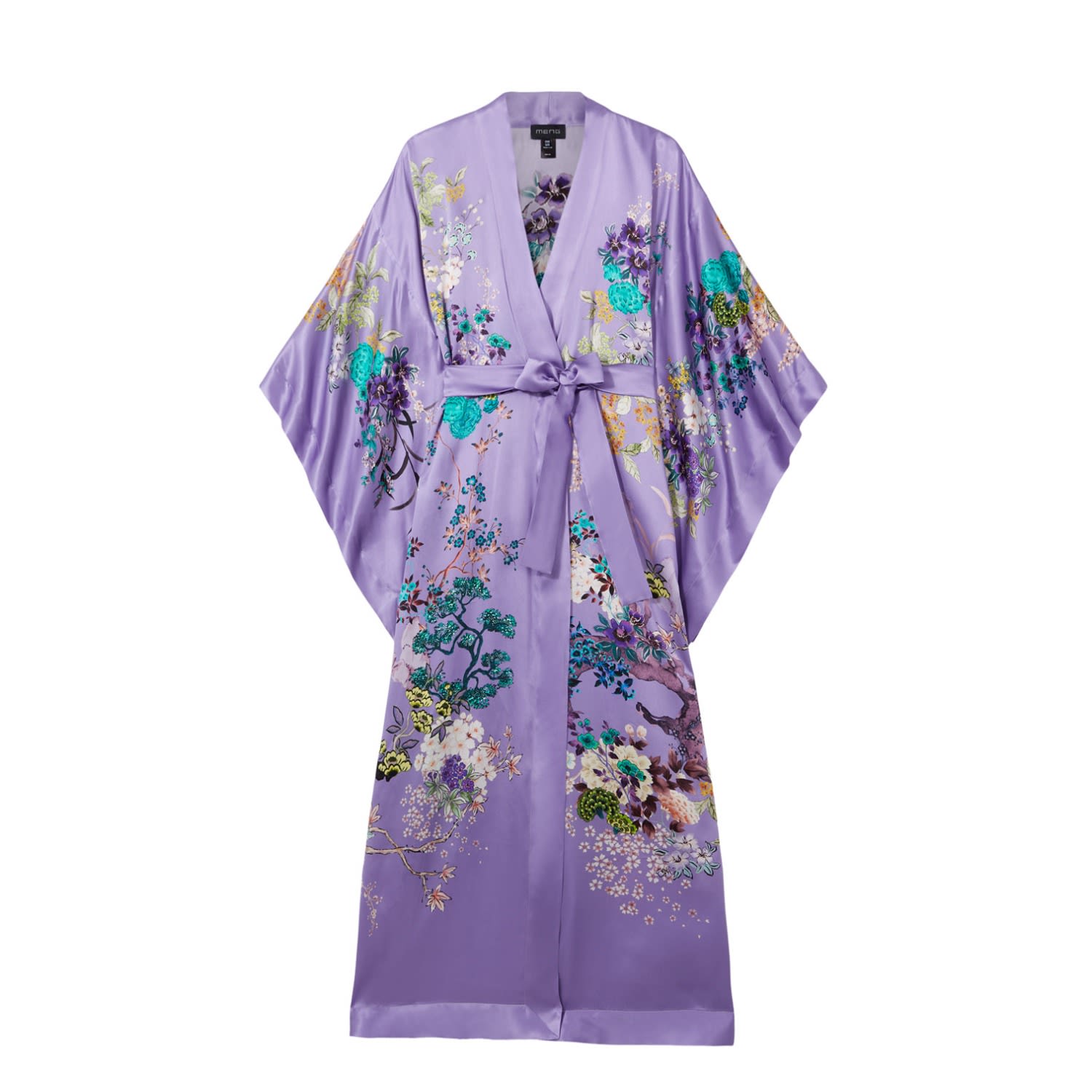 Women’s Pink / Purple Purple Crane Silk Satin Kimono One Size Meng