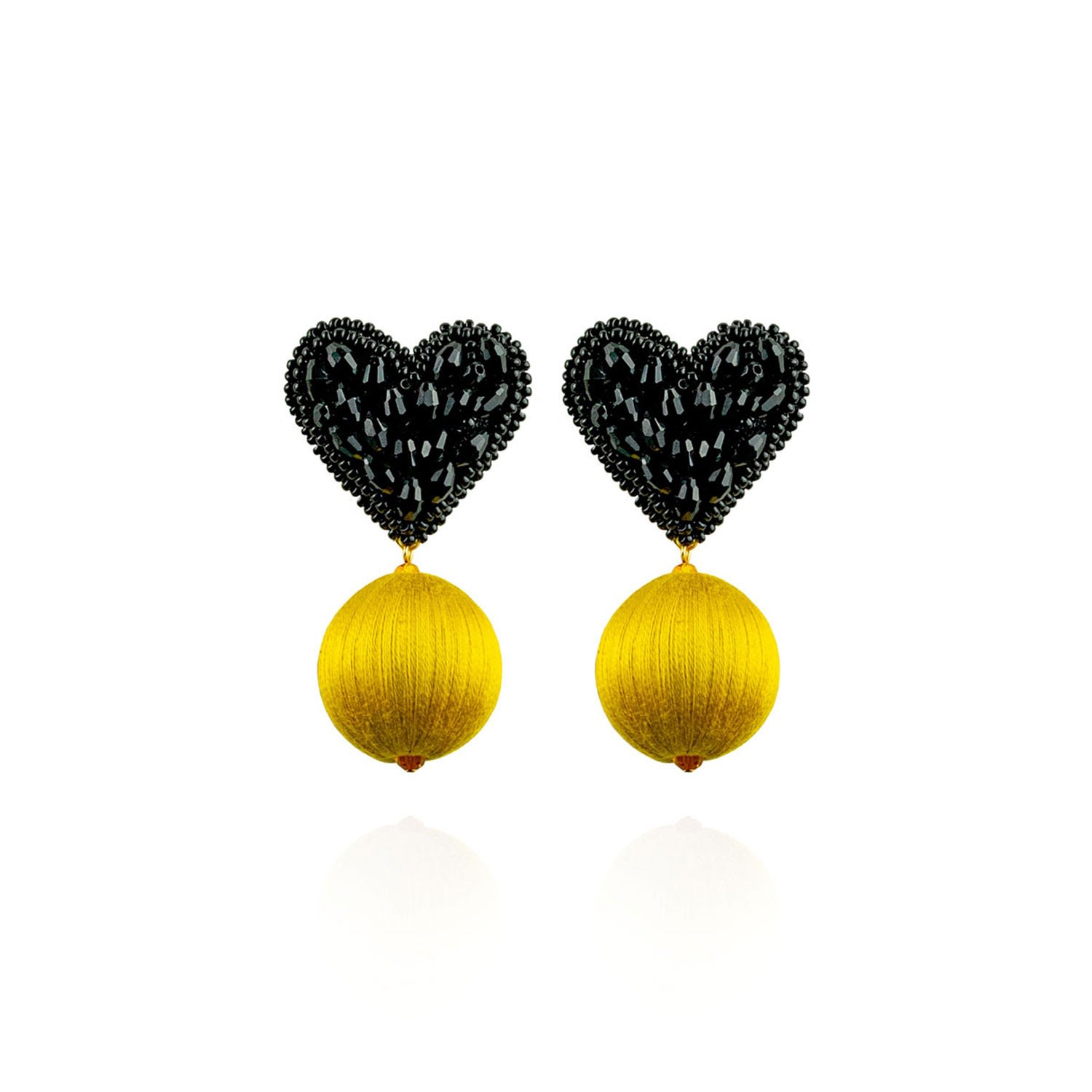 Women’s Yellow / Orange / Black Luisa Earrings In Marigold Black Saule Label