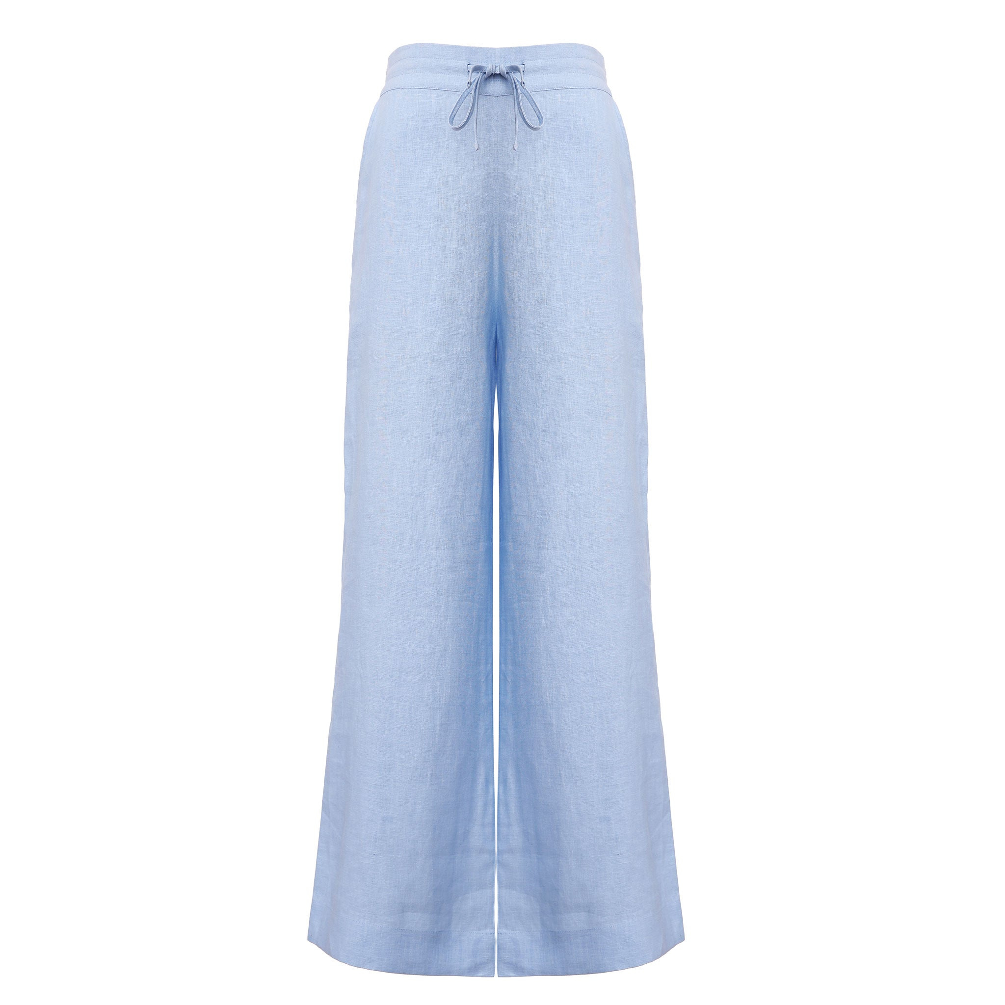 Nokaya Women's Blue Heavy Linen Wide-leg Pants Perfect Days In Blue