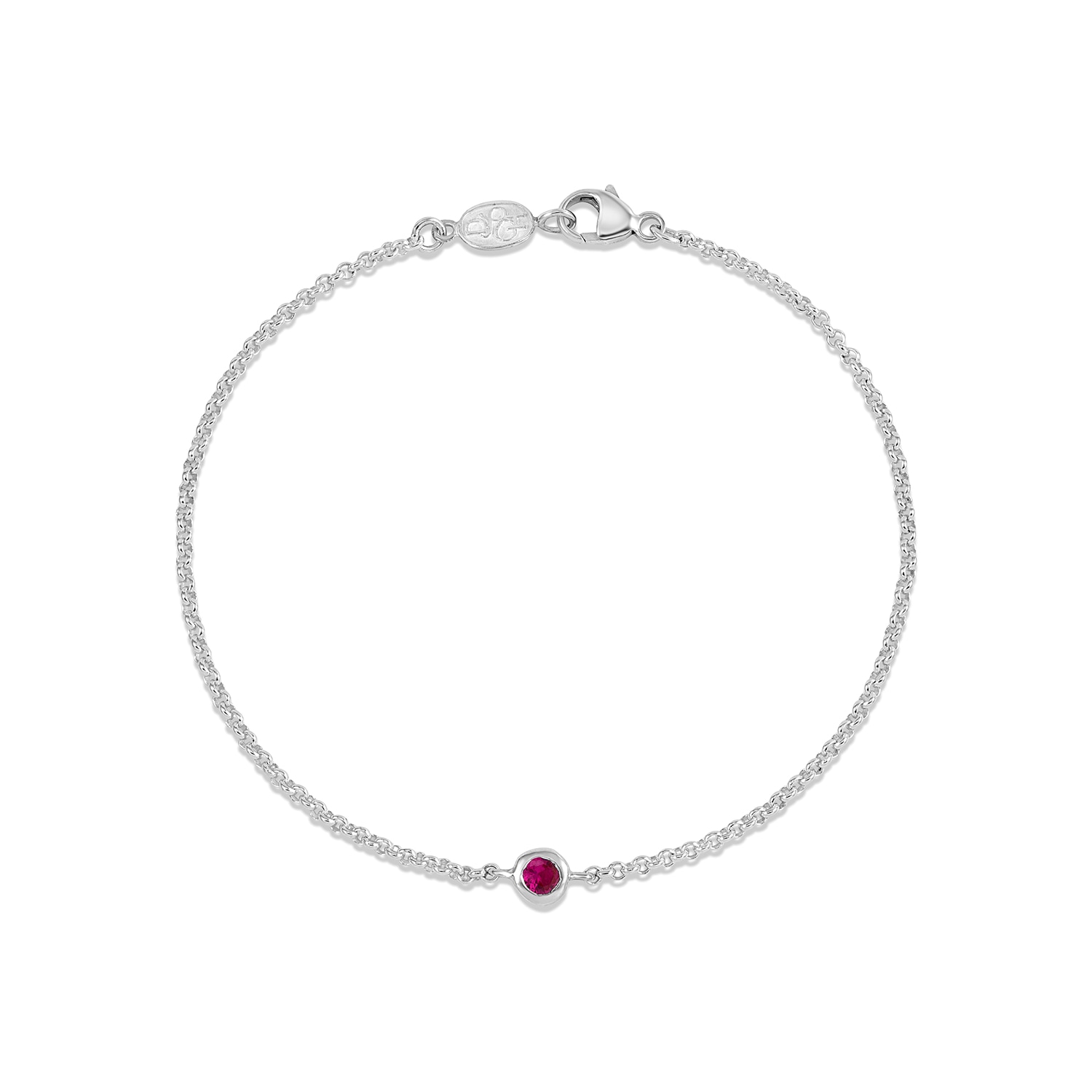 Dower & Hall Women's Single Ruby Dewdrop Chain Bracelet In Sterling Silver In Silver