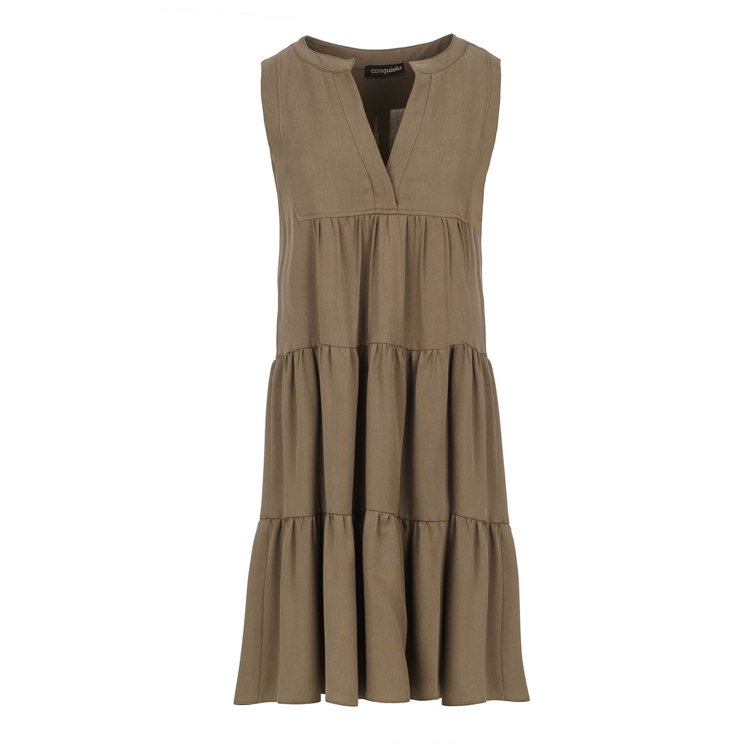 Women’s Green Sleeveless Olive Colour A Line Dress Small Conquista