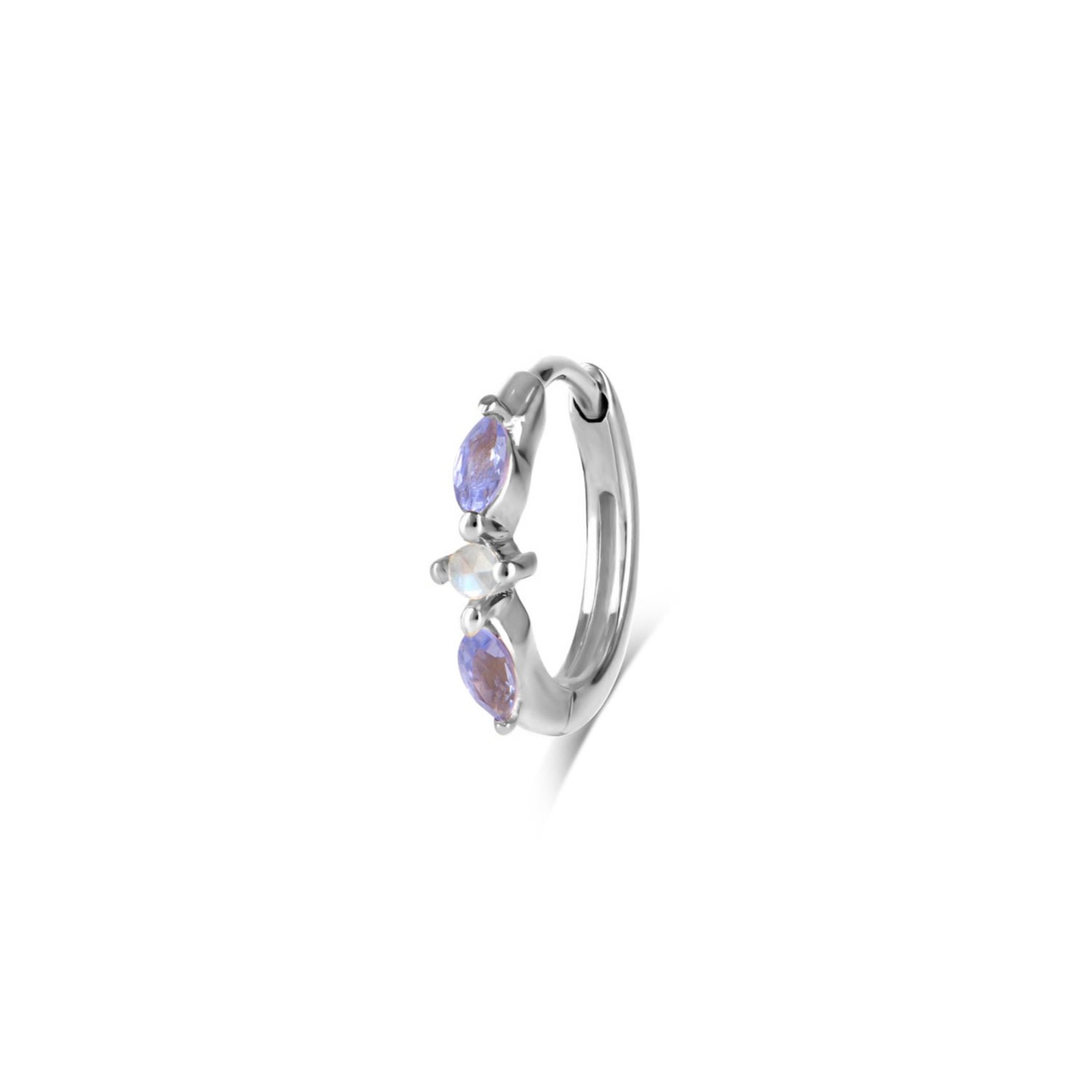 Women’s Pink / Purple / Neutrals Tanzanite & Moonstone Huggie Hoop Sterling Silver Zohreh V. Jewellery