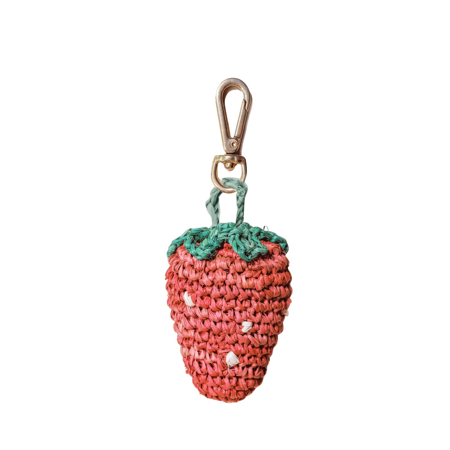 Likha Women's Red / Green Mini Strawberry Bag Charm - Tropical Raffia Bag Accent