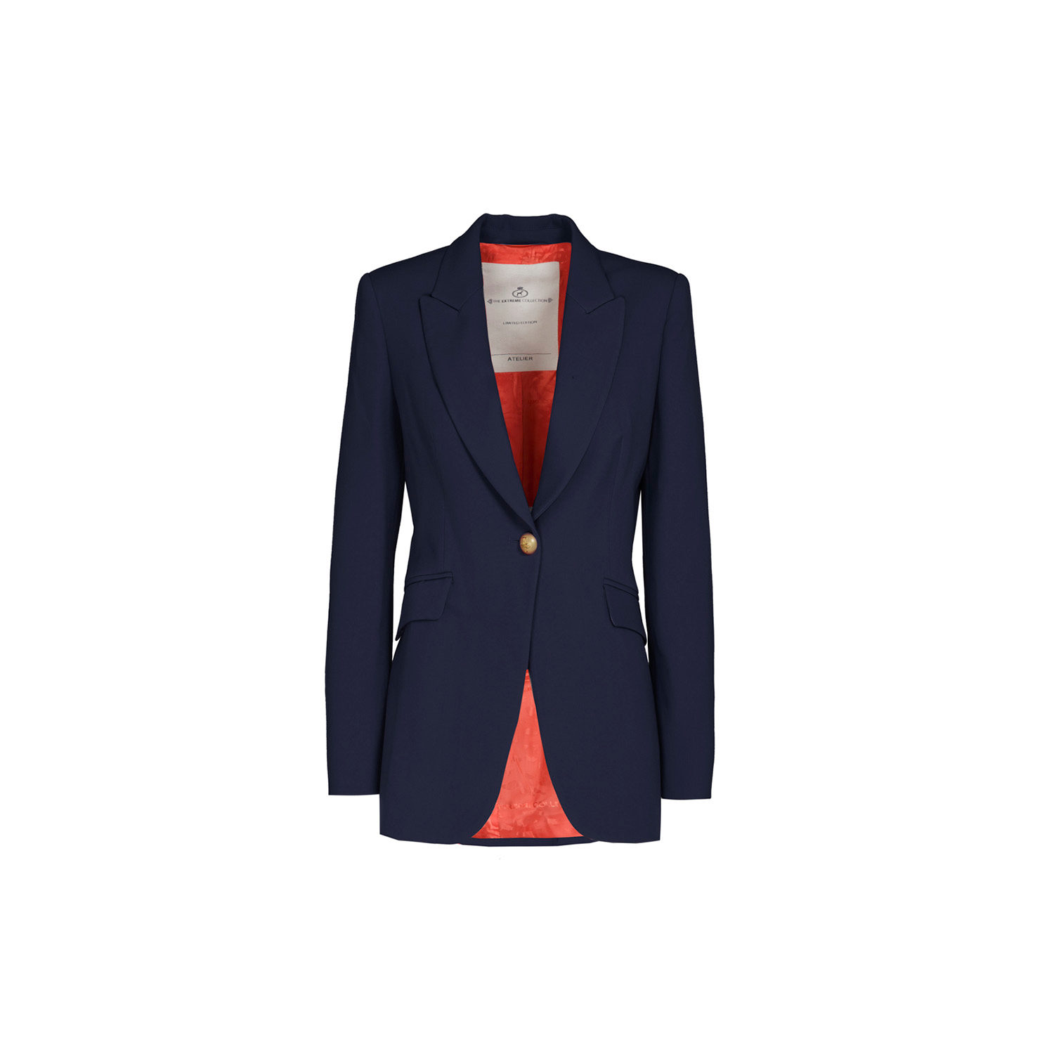 The Extreme Collection Women's Bold Navy Blue Single-breasted Blazer With Gold Buttons Benedetta