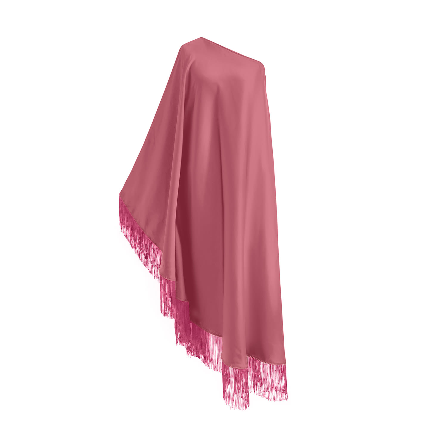 Toma Women's Fuchsia Pink Fringe Off Shoulder Dusty Pink Glam Maxi Dress