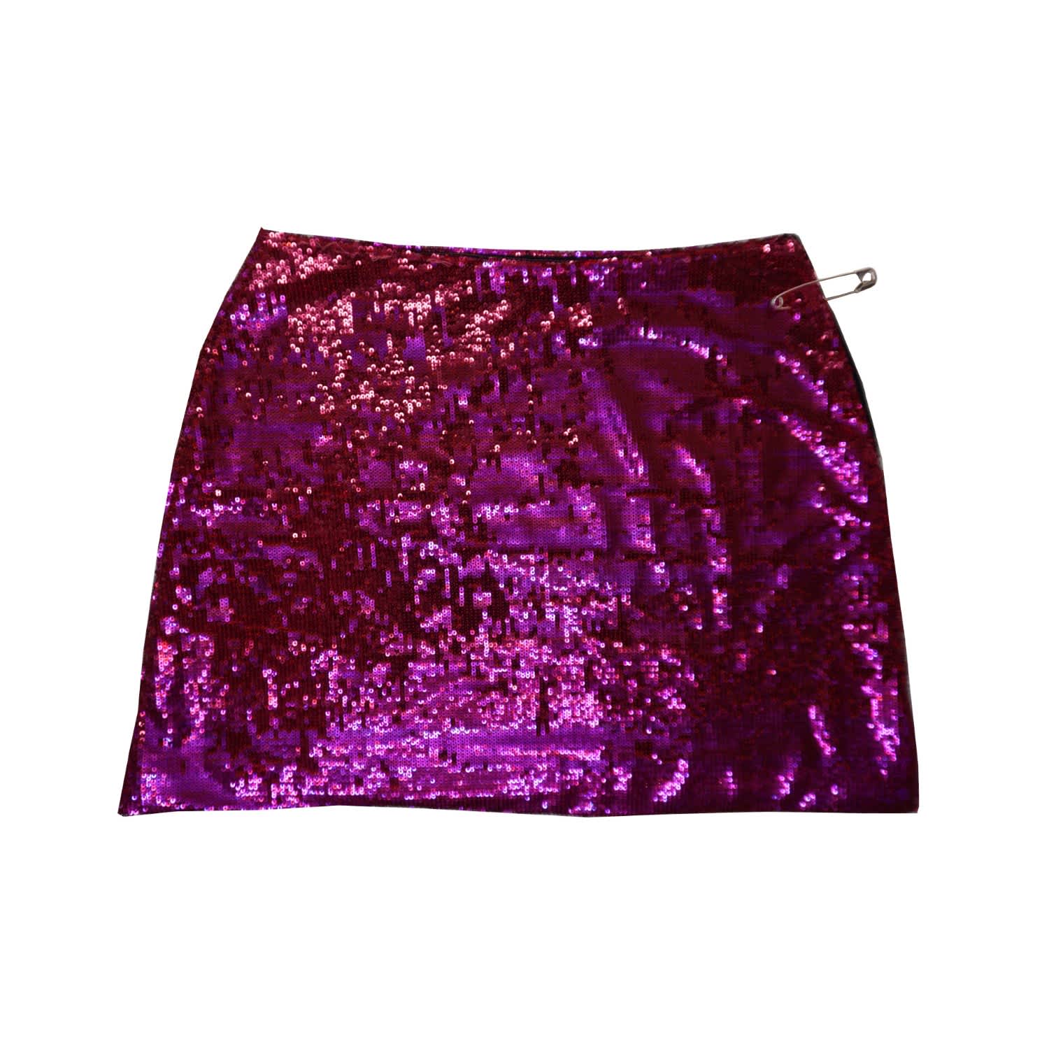 Firey Pink Metallic Sequin High Slit Mini Skirt by Formula S7