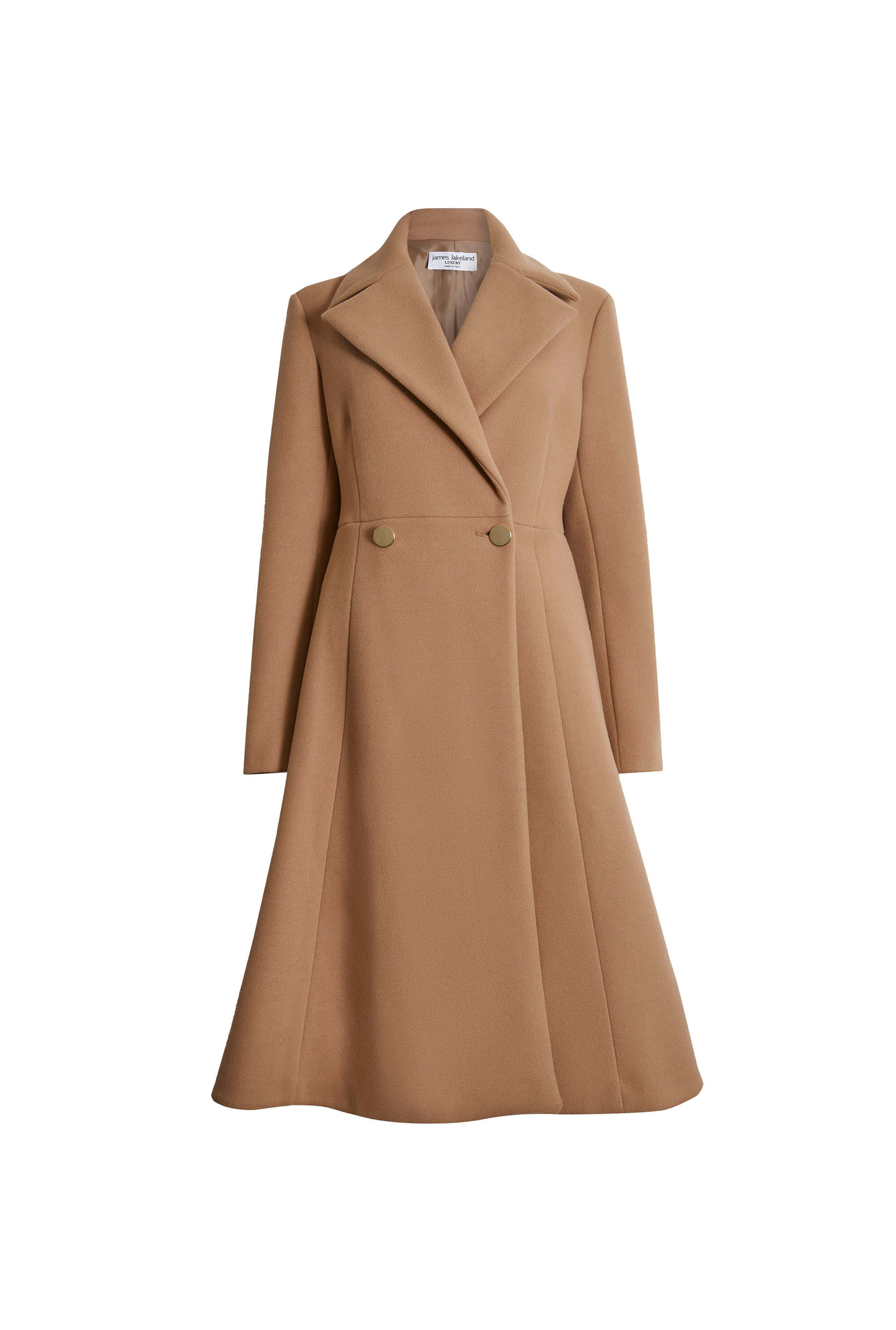 Women’s Brown Double Breasted A Line Coat Camel Extra Small James Lakeland