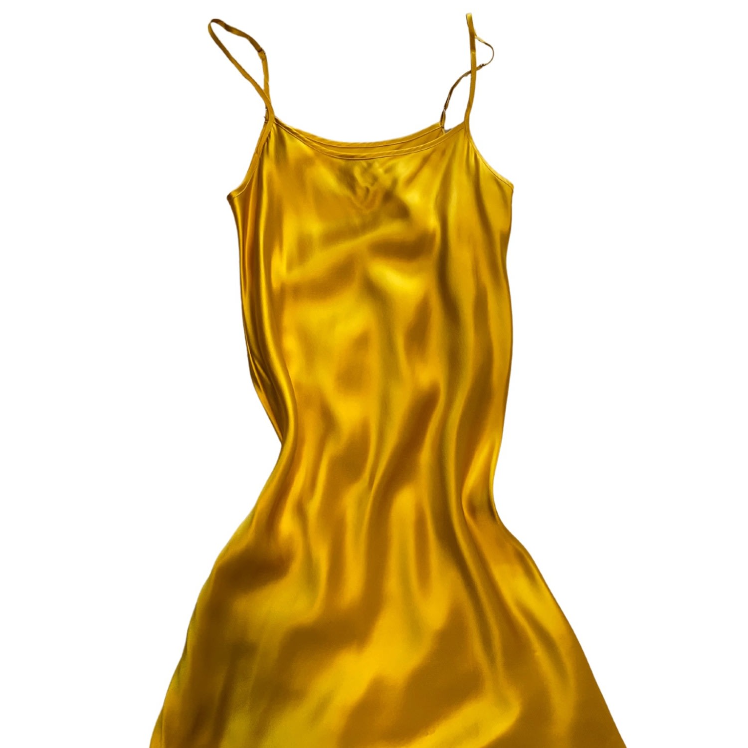 Marche' Du Luxe Women's Pure Mulberry Silk Slip Bias Cut Dress Adjustable Straps Mustard Gold In Gold