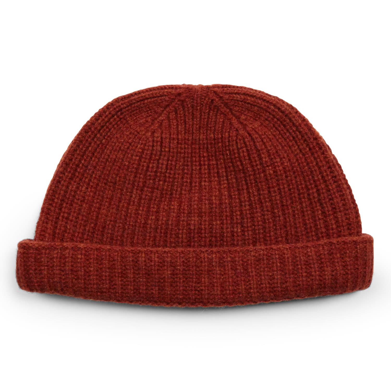 Burrows And Hare Men's Red Lambswool Beanie Hat - Rust