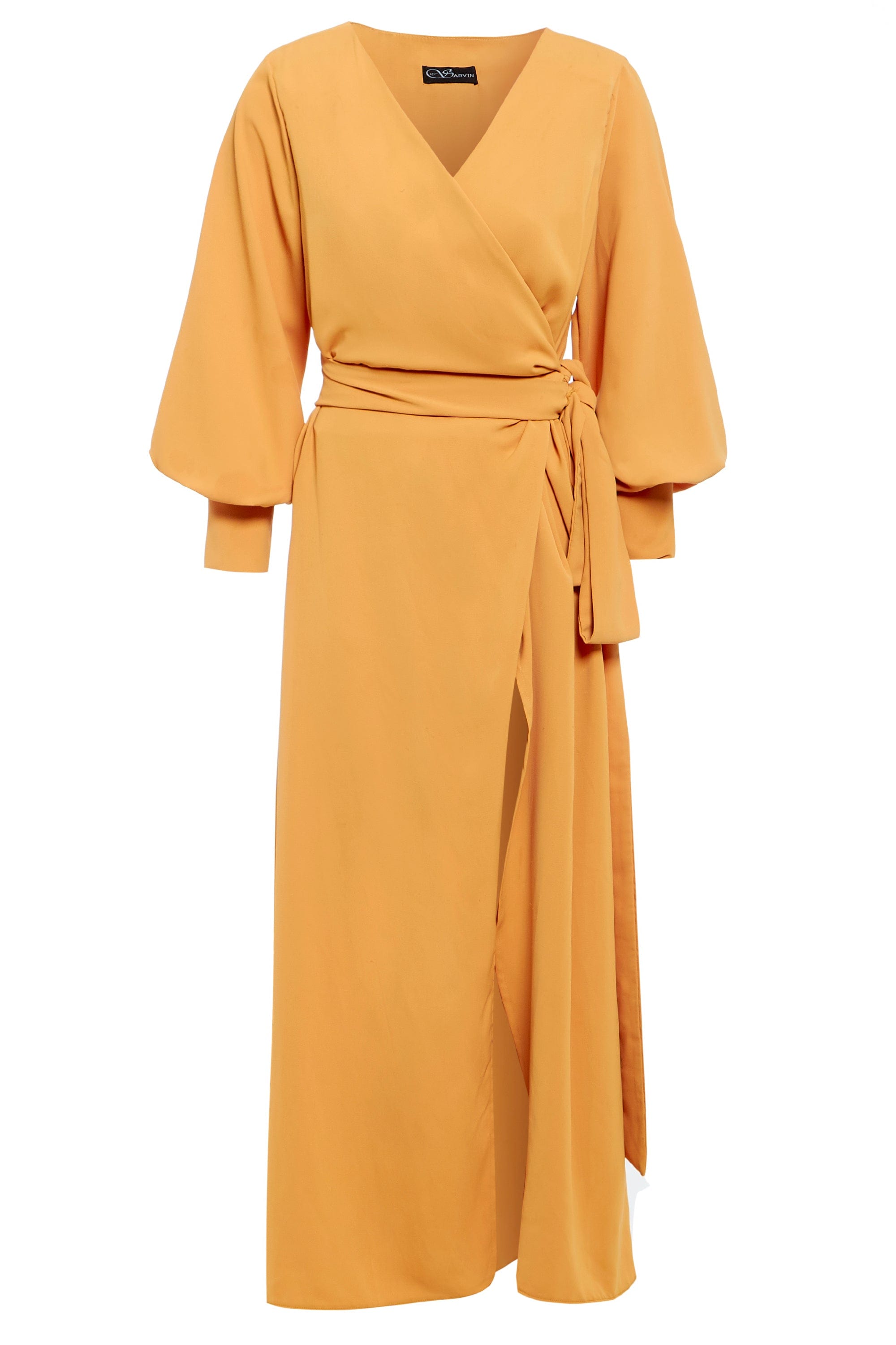 Women’s Yellow / Orange Mustard Maxi Wrap Dress Medium Sarvin