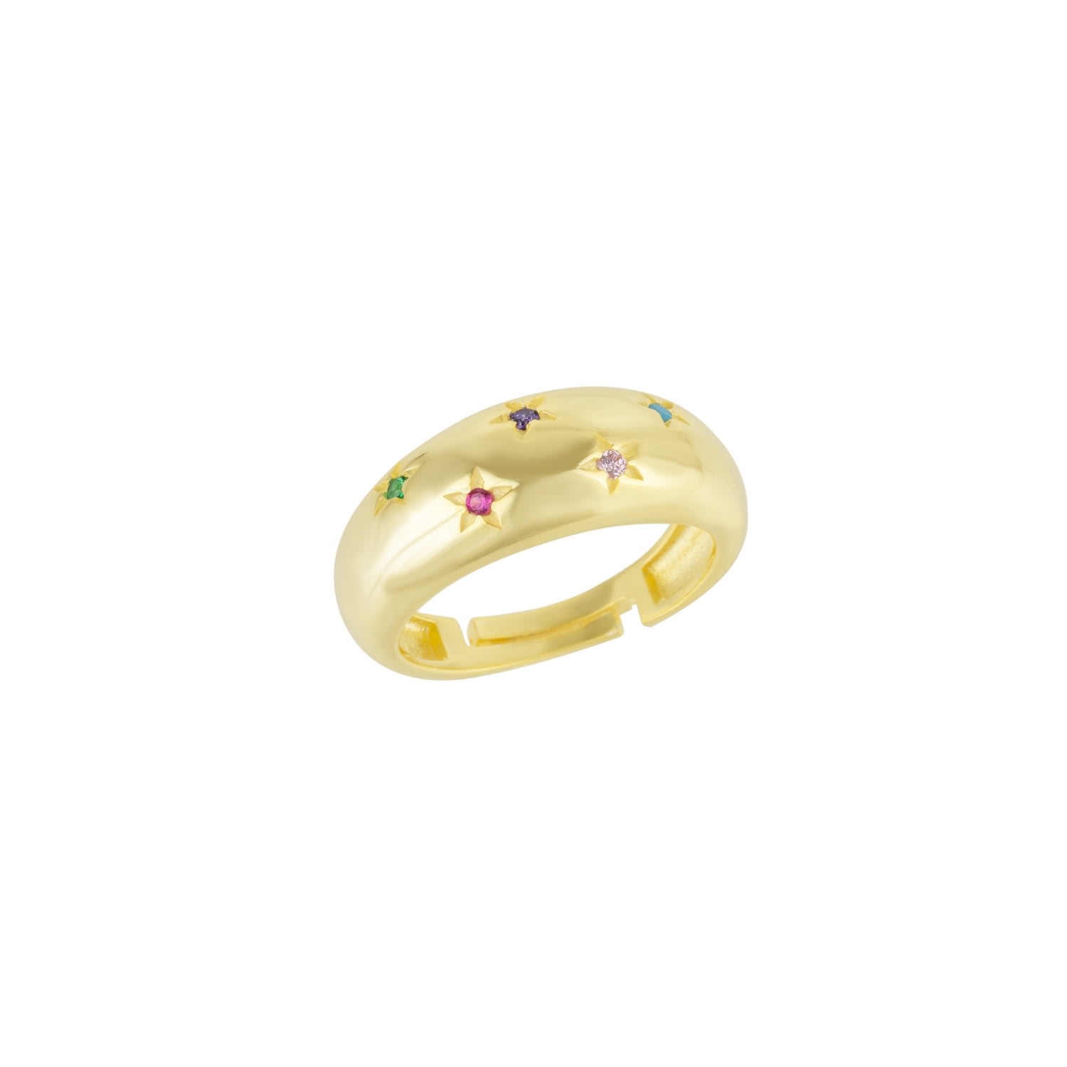 Spero London Women's Celestial Sterling Silver Dome Ring With Rainbow Stones - Multicolour In Gray
