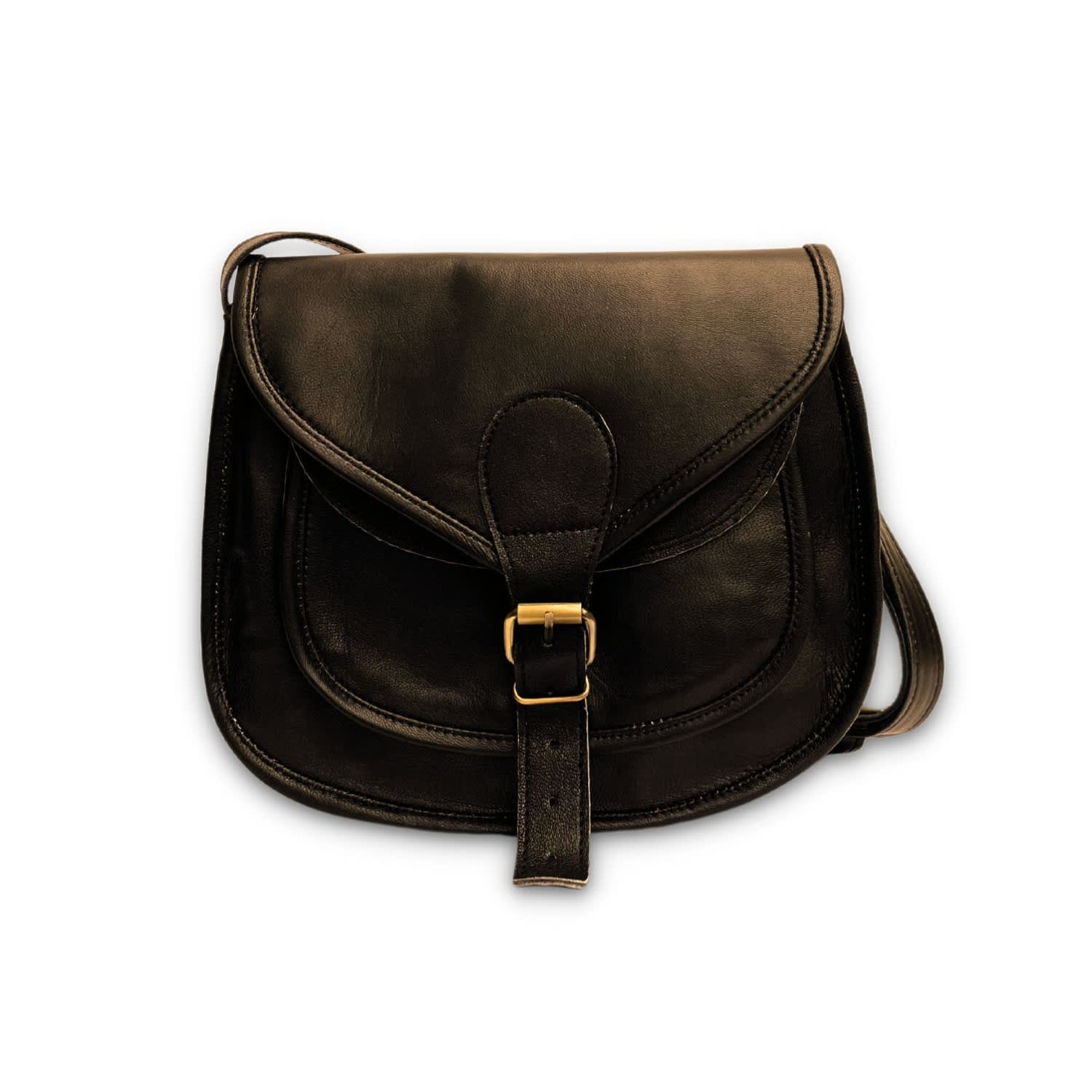 Vida Vida Women's Black Leather Saddle Bag Medium In Brown