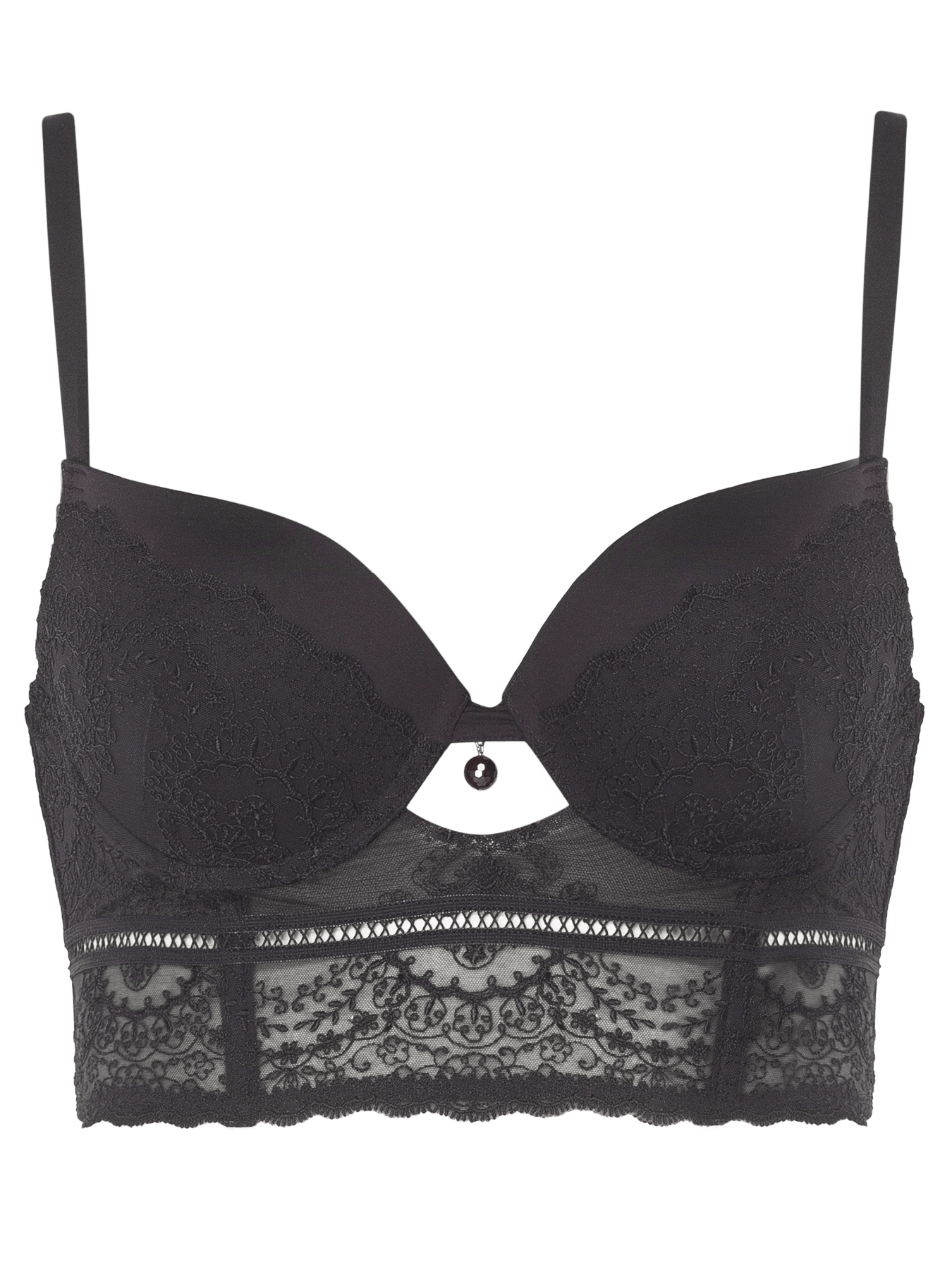 Bonbon Lingerie Women's Black Mara Wide Lace Push-up Bra In Black