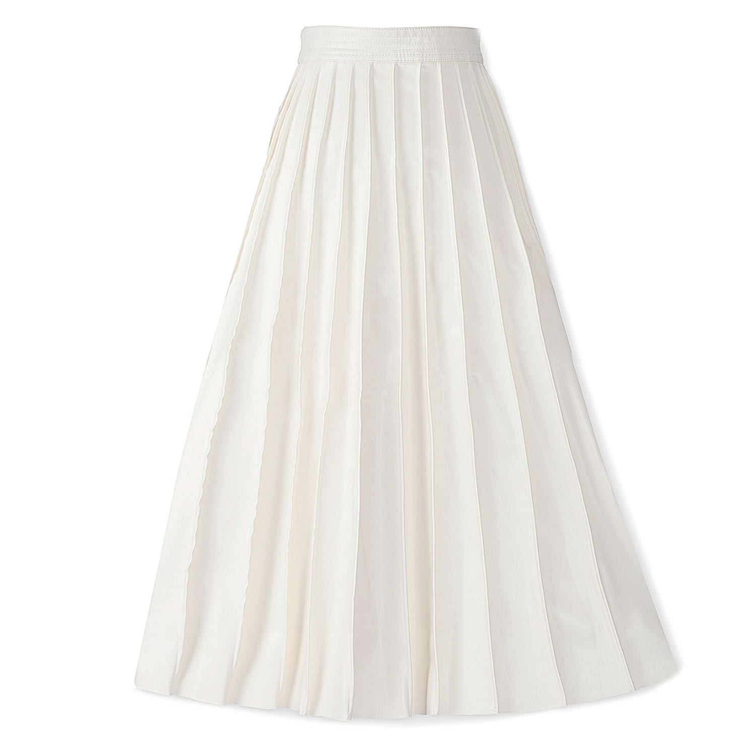 Women’s Solace - Vegan Leather Pleated Midi Skirt White Large Kargede