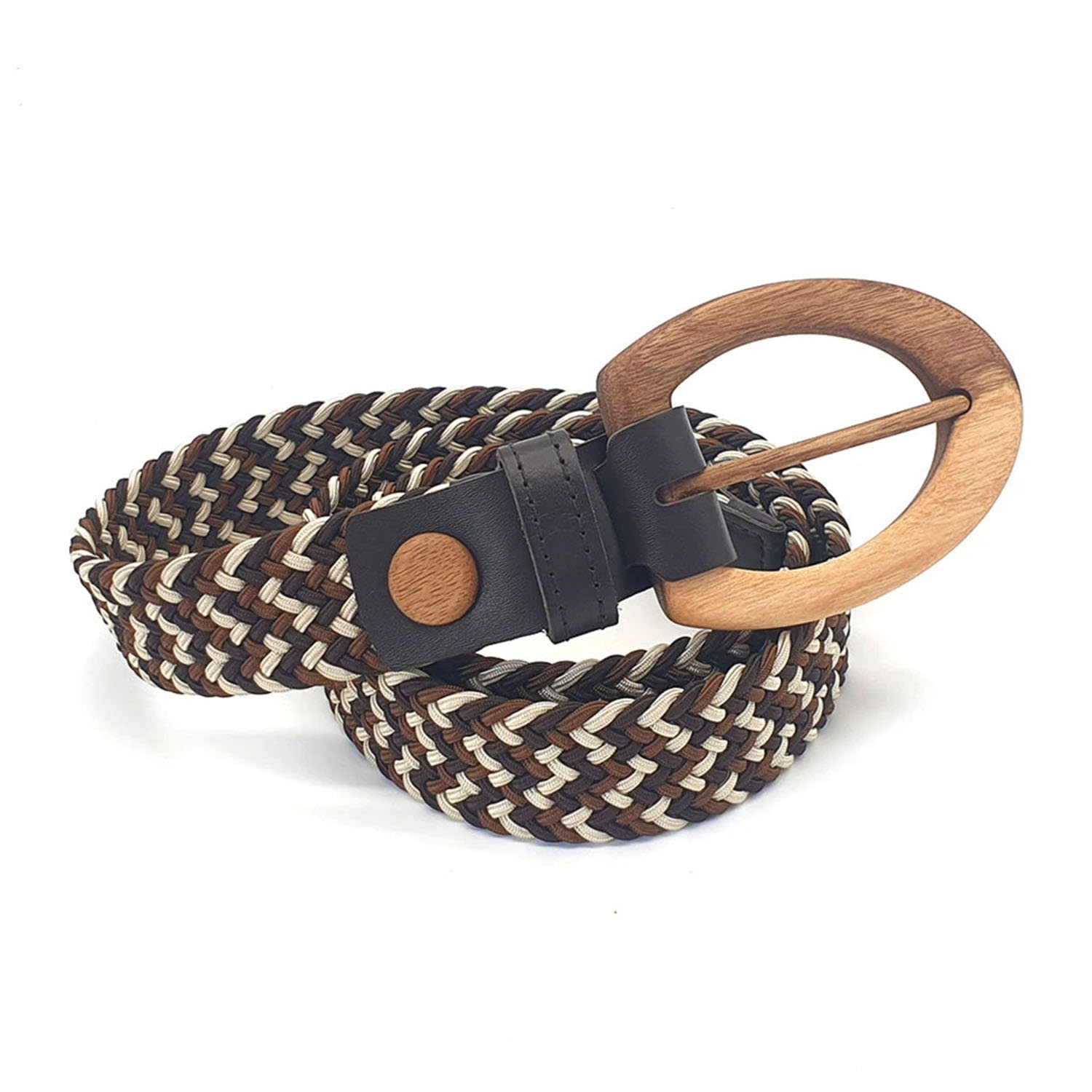 Wood Belt Women's Brown  Yellowstone Clever 316 - Walnut Wood Braided Cotton Belt In Brown