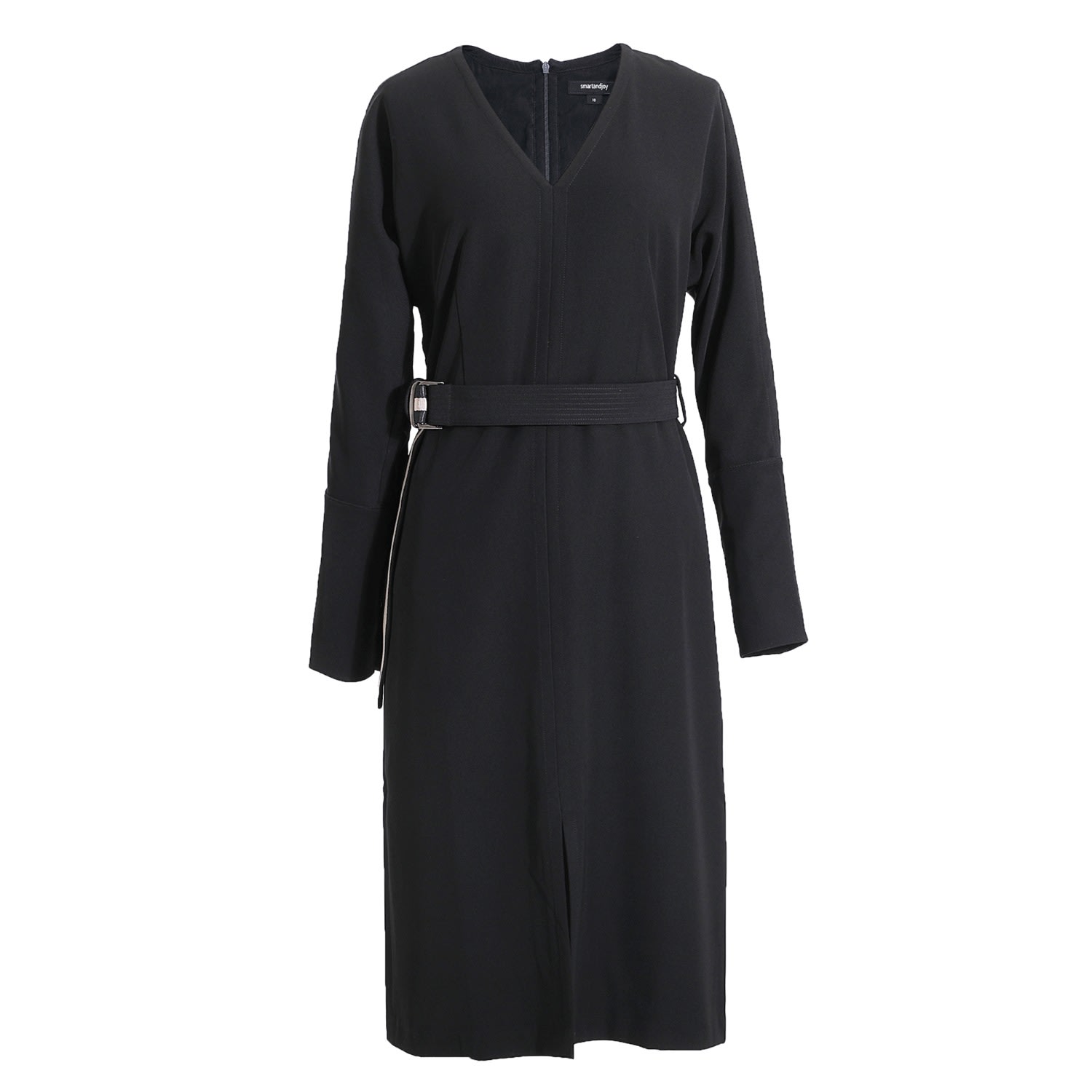 Smart And Joy Women's Bat Sleeves And V-neck Dress - Black In Black
