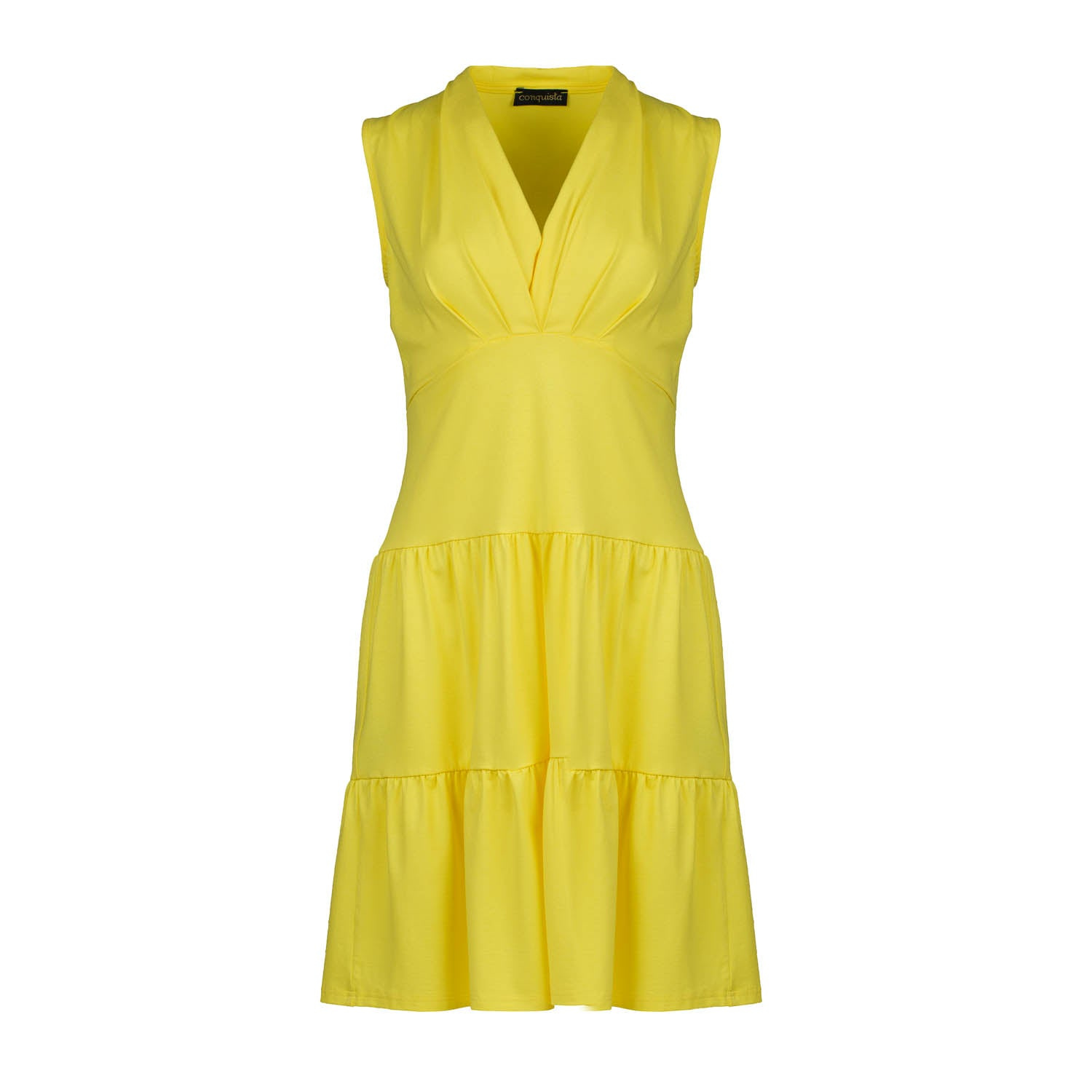 Women's Yellow Sleeveless V-Neck Jersey Dress