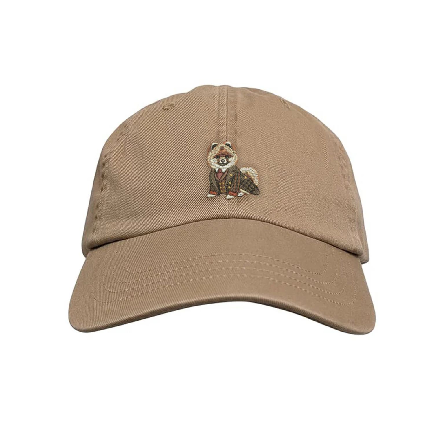 Amati Collection Women's Brown / Neutrals Pomeranian Embroidered Cap Unisex - Khaki