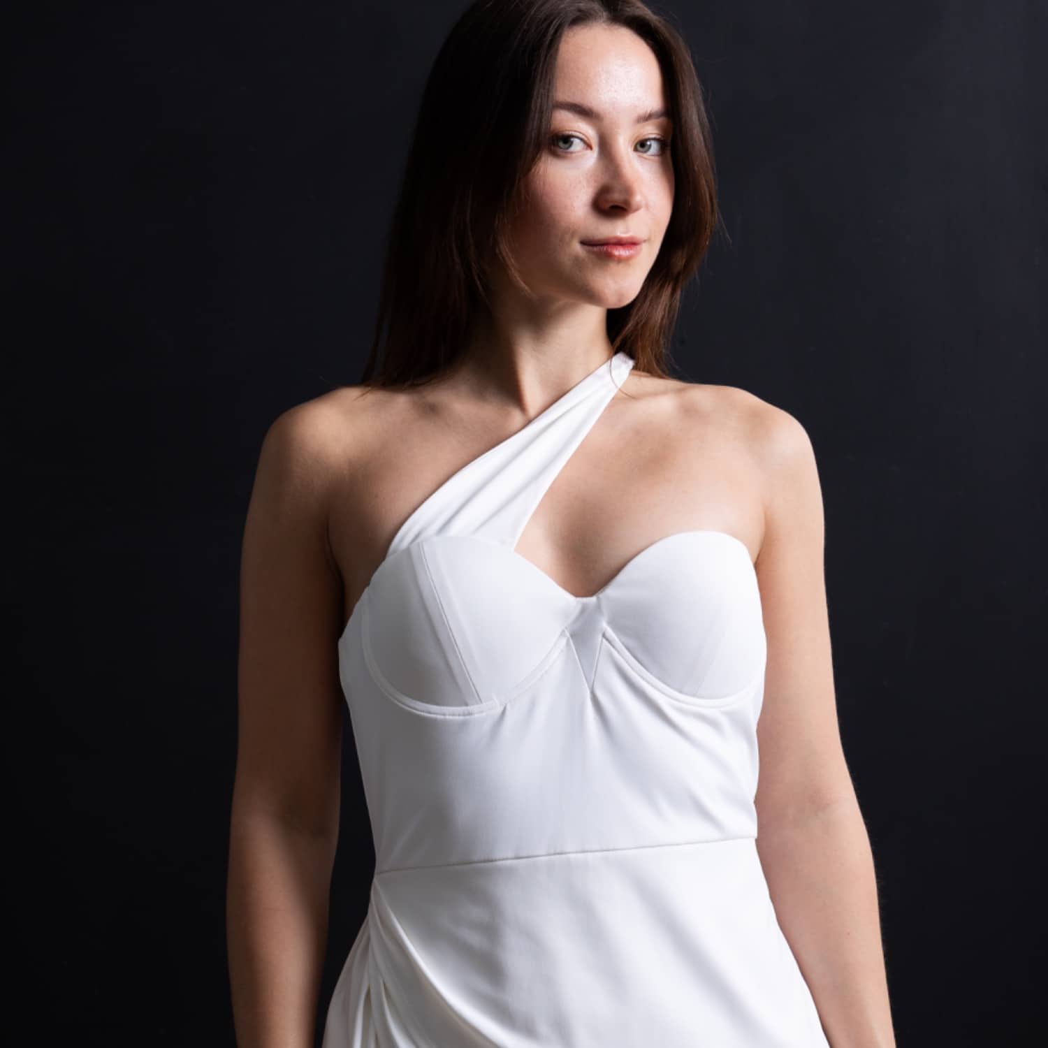 One Shoulder Strap Surreal White Dress | TheGTFashion | Wolf