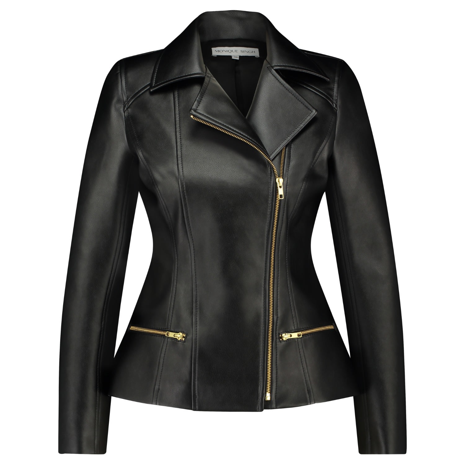 Women’s Black Faux Leather Biker Jacket Extra Small Monique Singh