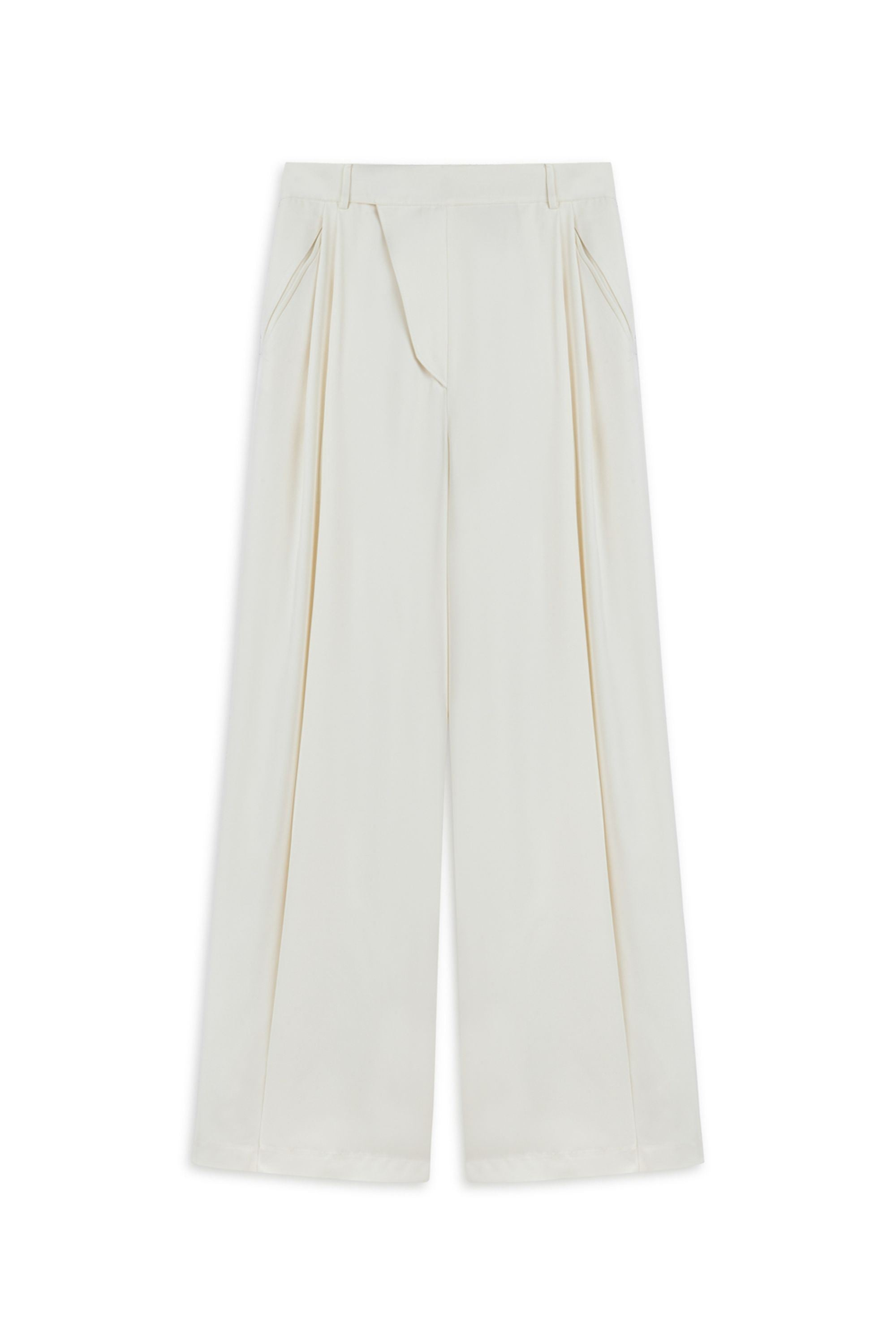 Nocturne Women's Neutrals Asymmetric Placket Detail Trousers In White