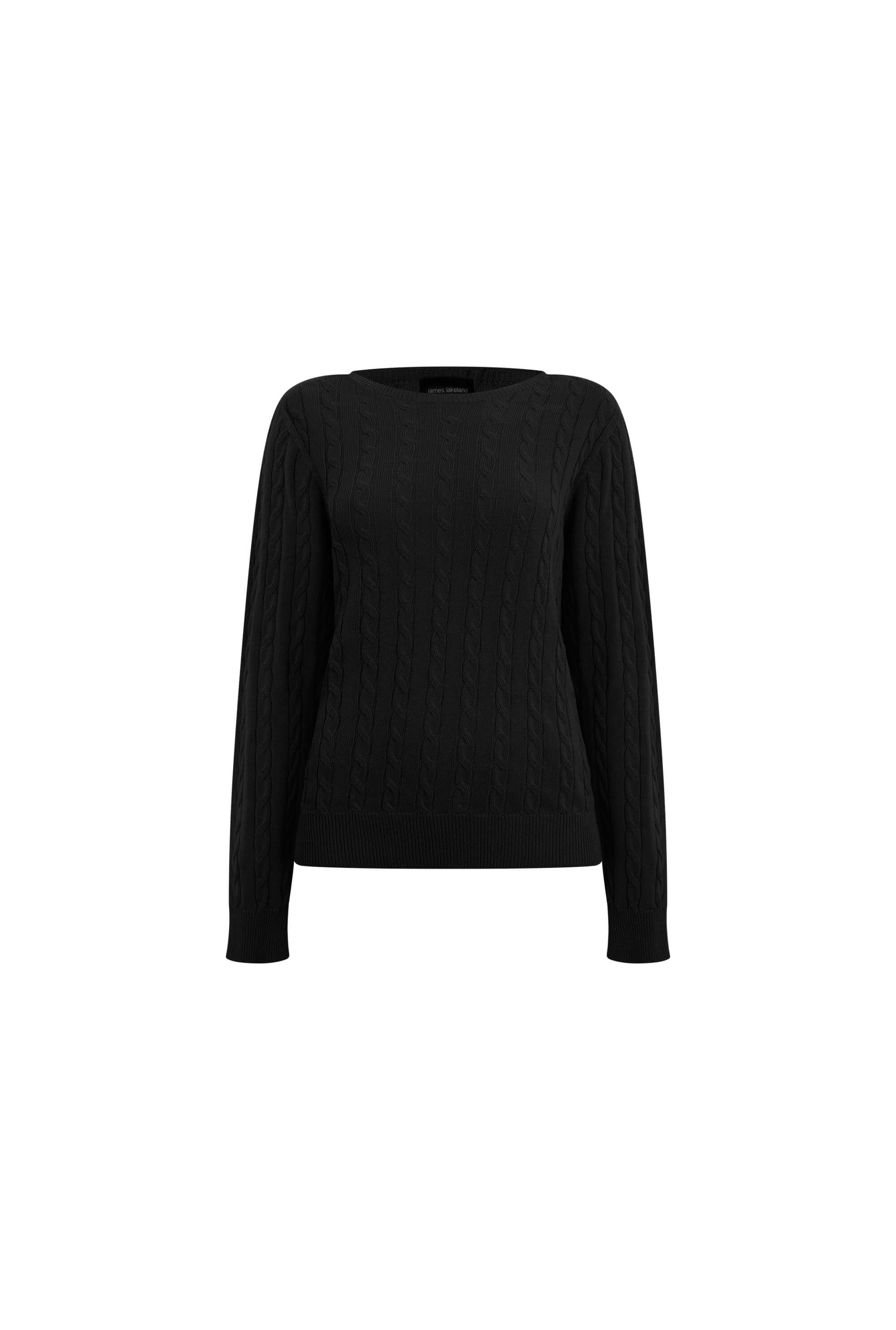 Women’s Cable Knit Jumper Black Extra Small James Lakeland