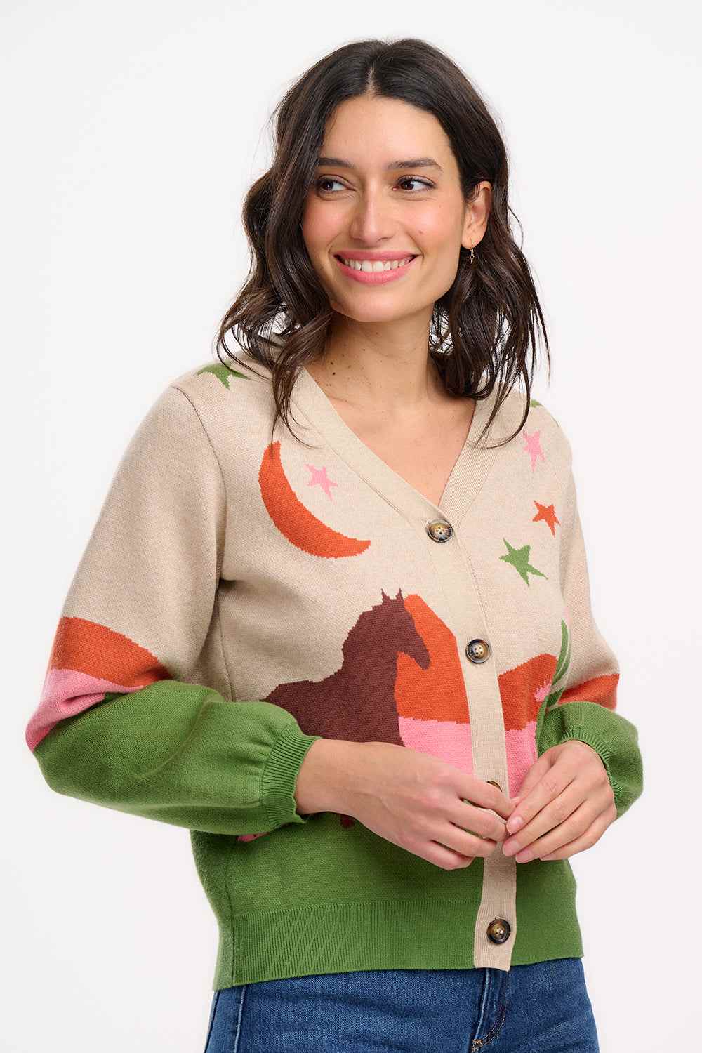 Adrian Cardigan Oatmeal, Desert Cowgirl | Sugarhill Brighton