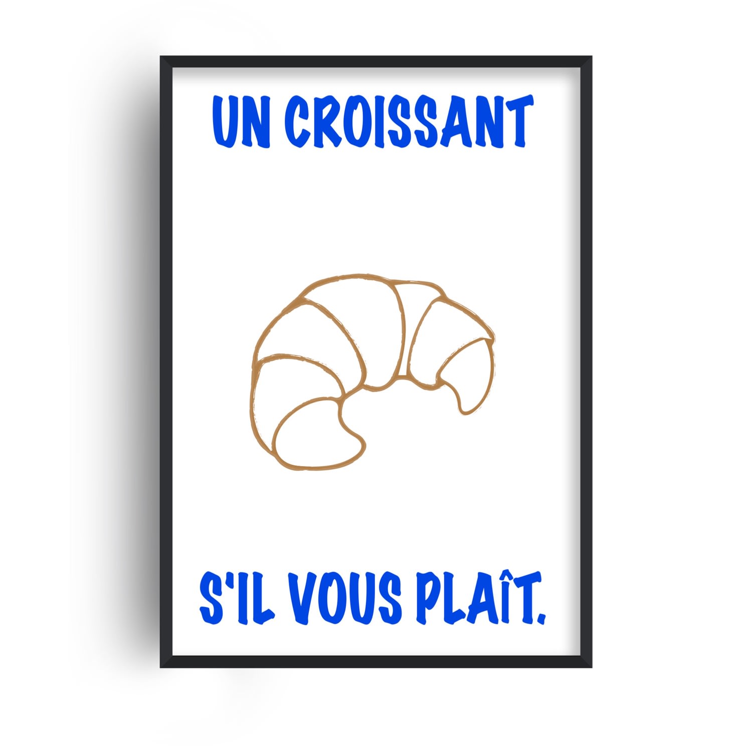 Fanclub Blue Un Croissant French Kitchen Retro Inspired Giclée Art Print A3 In Blue