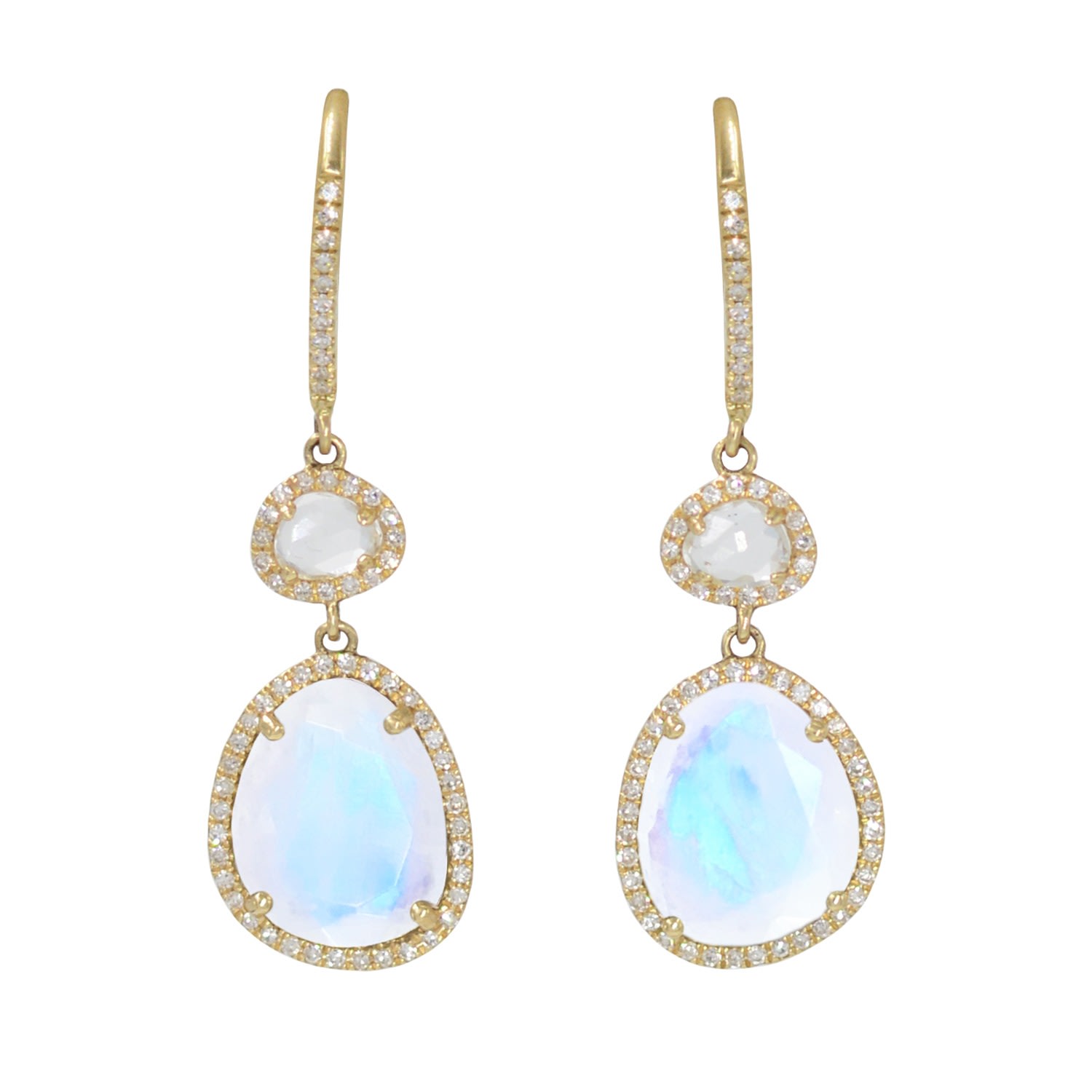 Kamaria Women's Clara Earrings With Rainbow Moonstone & White Topaz In Gold