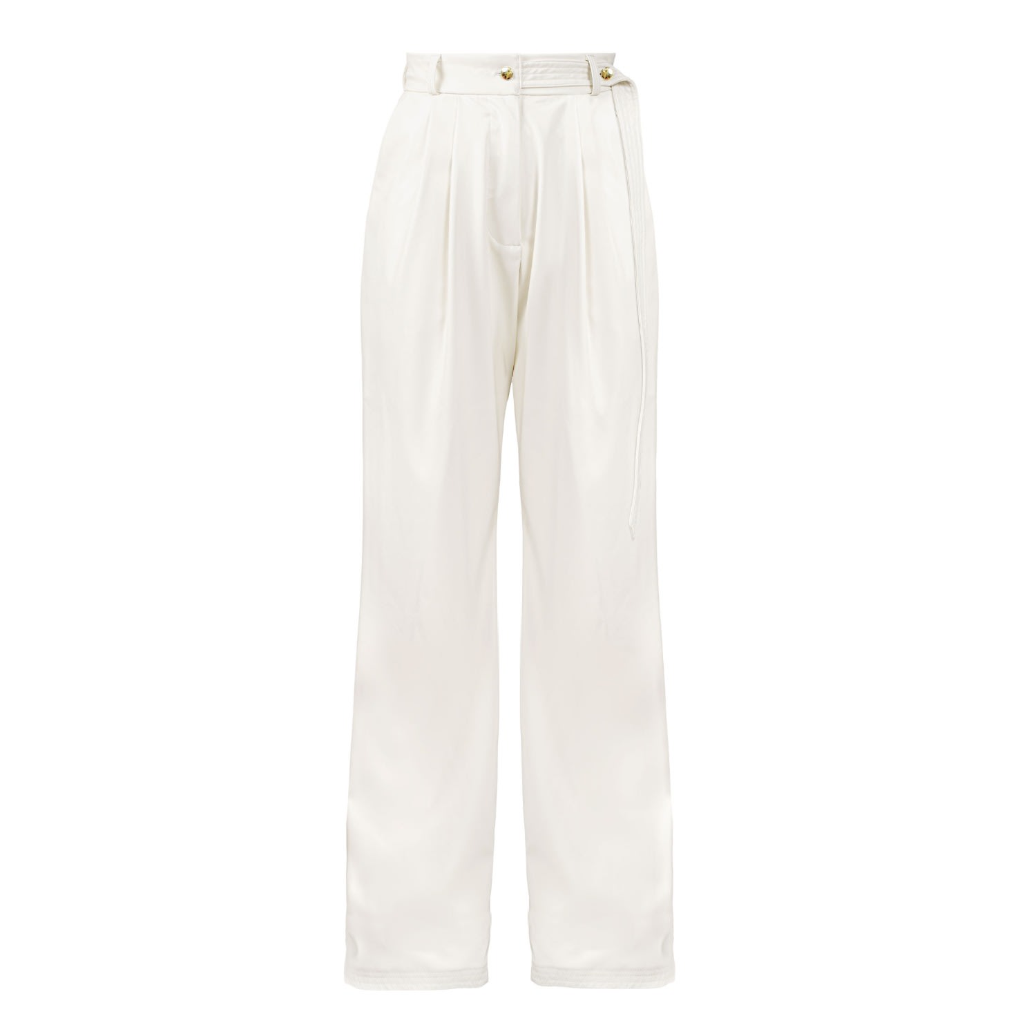 Women’s Bassline - Vegan Leather Straight-Leg Pants White Medium Kargede