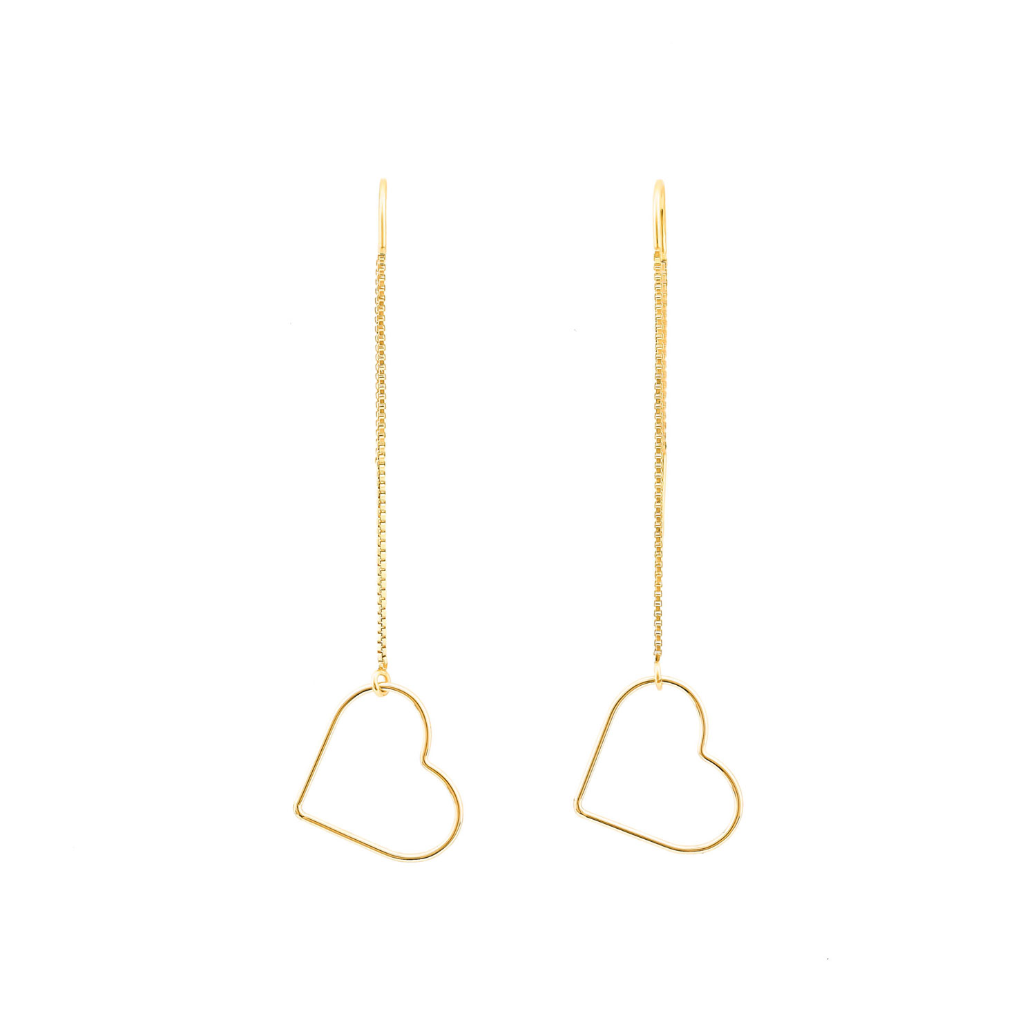 Women’s Gold Heart Dangle Chain Earrings Oanasavu. creations